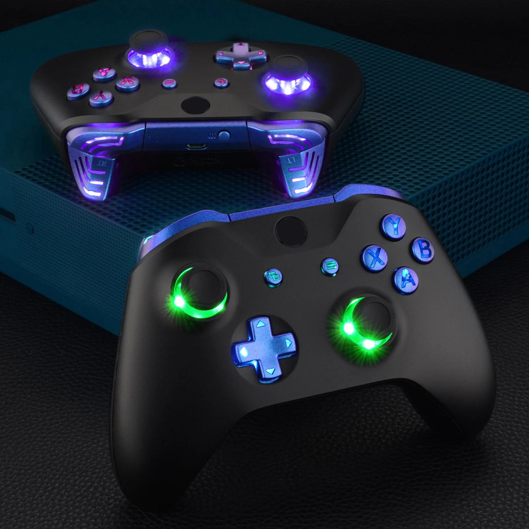 eXtremeRate Multi-Colors Luminated Buttons DTFS (DTF 2.0) LED Kit for Xbox One X & S Controller - Chameleon Purple Blue - Image 9