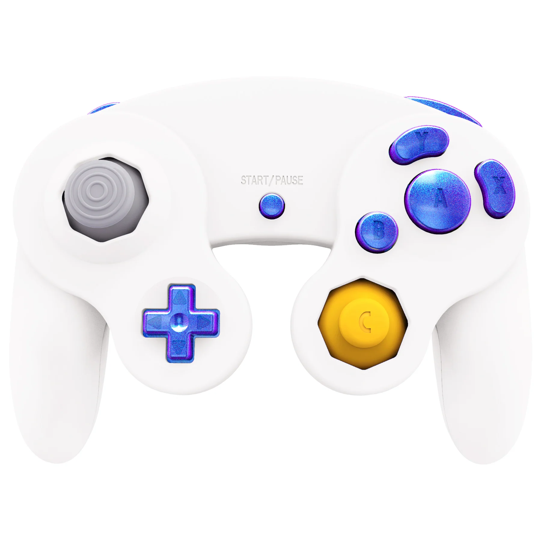 eXtremeRate DIY Replacement Full Set Buttons & Thumbsticks for Nintendo GameCube Controller NGC - Chameleon Purple Blue - Image 4