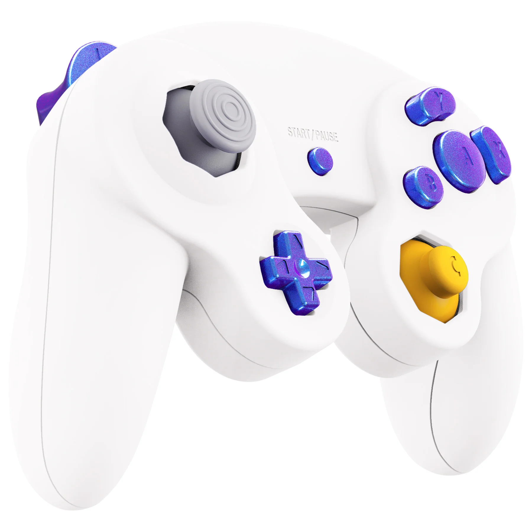eXtremeRate DIY Replacement Full Set Buttons & Thumbsticks for Nintendo GameCube Controller NGC - Chameleon Purple Blue - Image 5
