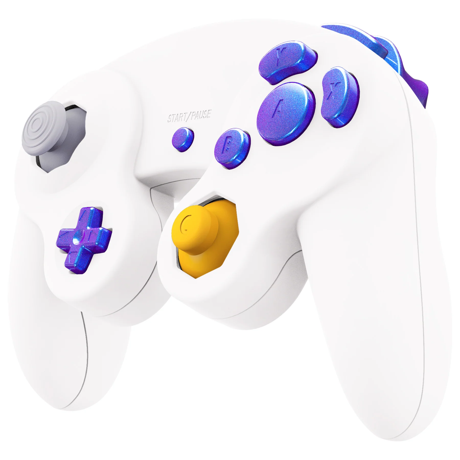 eXtremeRate DIY Replacement Full Set Buttons & Thumbsticks for Nintendo GameCube Controller NGC - Chameleon Purple Blue - Image 6