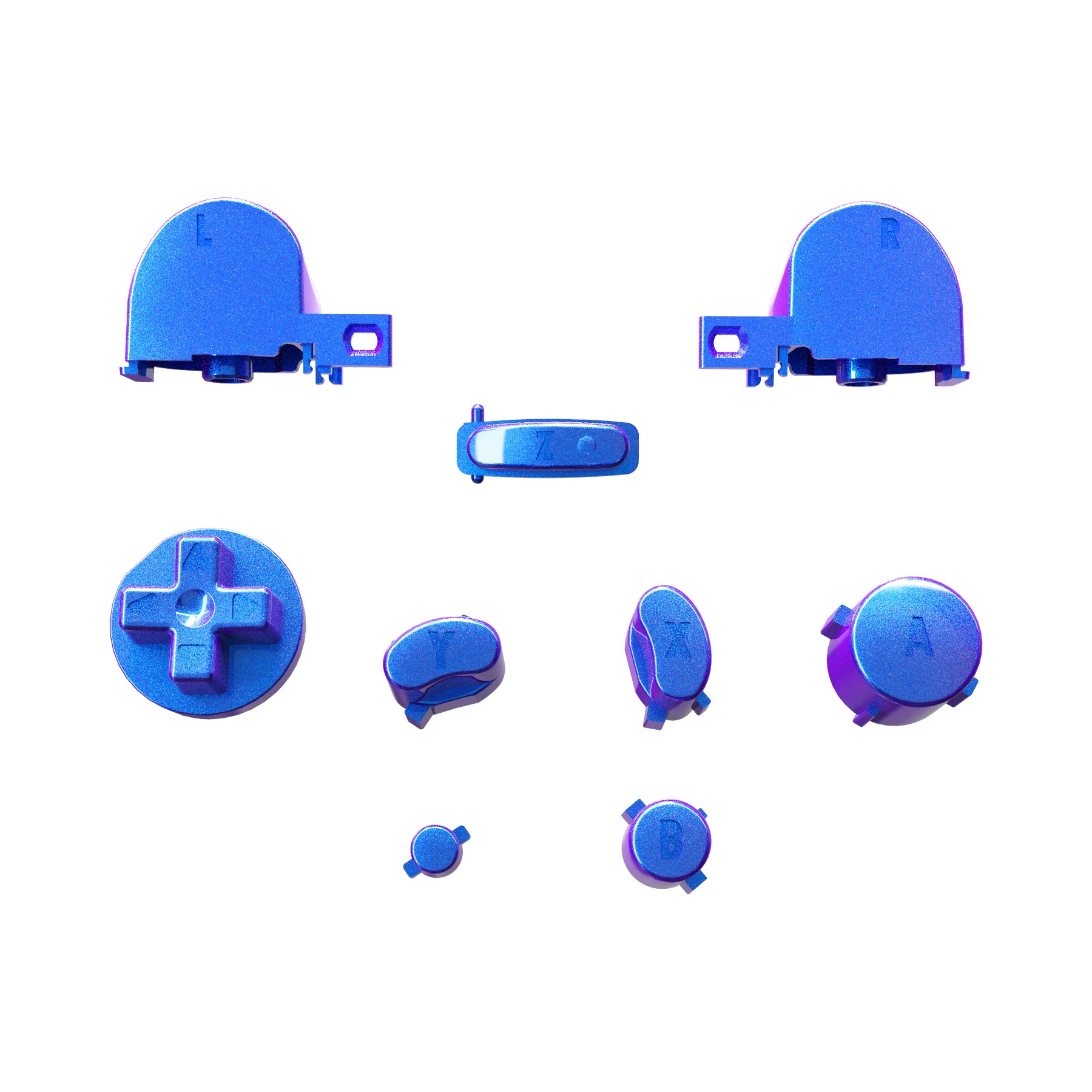eXtremeRate DIY Replacement Full Set Buttons & Thumbsticks for Nintendo GameCube Controller NGC - Chameleon Purple Blue - Image 8