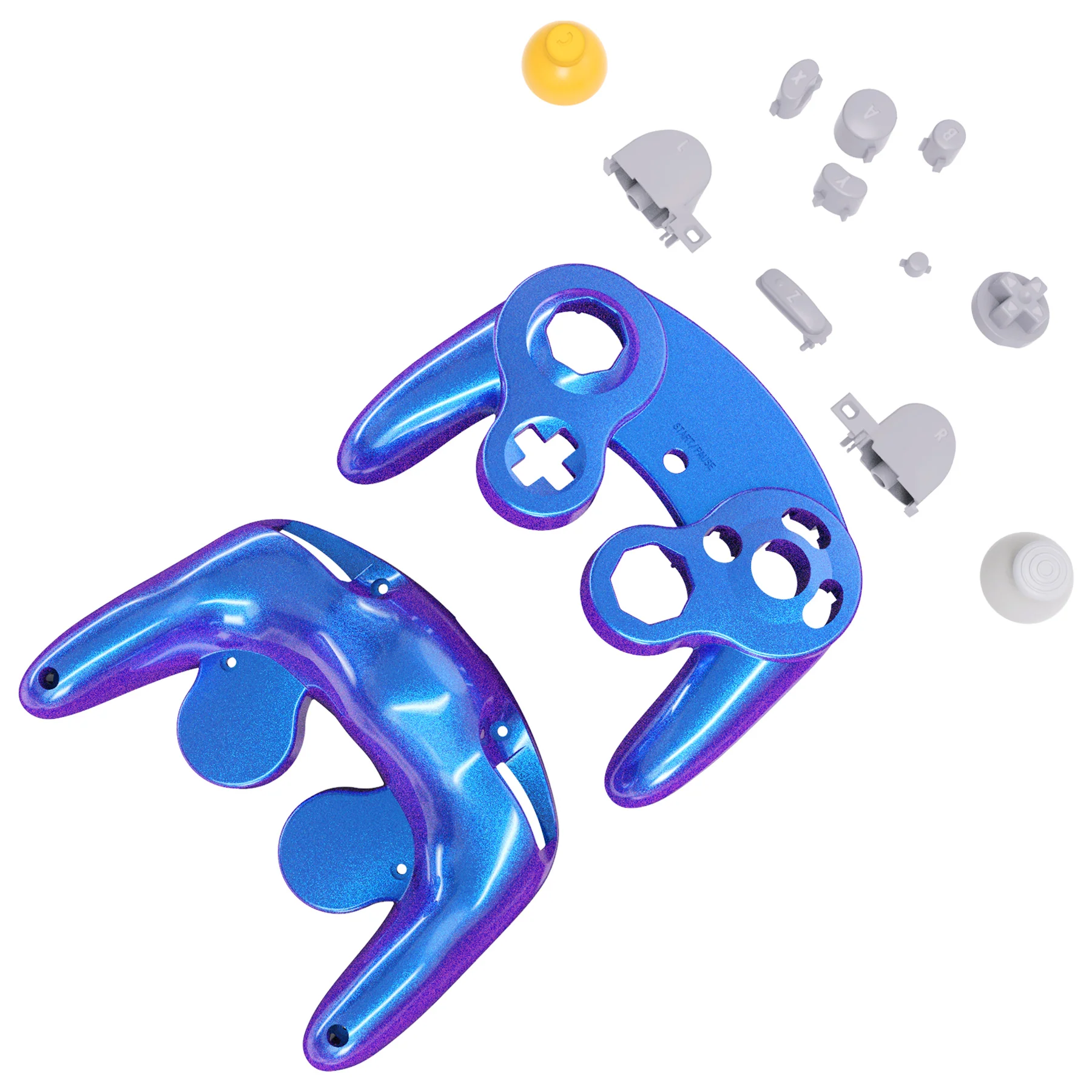 eXtremeRate Replacement Faceplate Backplate with Buttons for Nintendo GameCube Controller NGC - Chameleon Purple Blue - Image 10