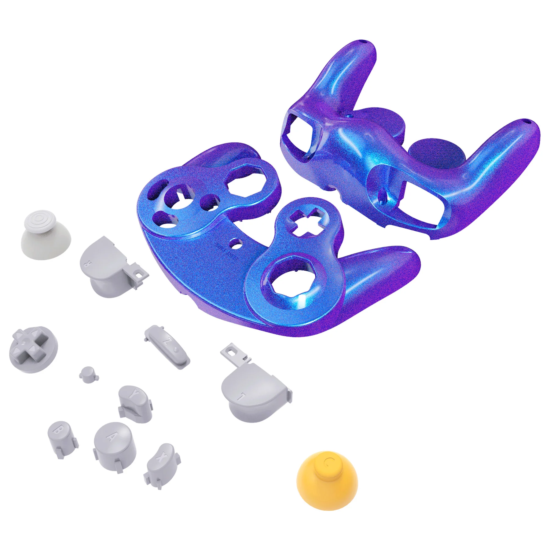 eXtremeRate Replacement Faceplate Backplate with Buttons for Nintendo GameCube Controller NGC - Chameleon Purple Blue - Image 11