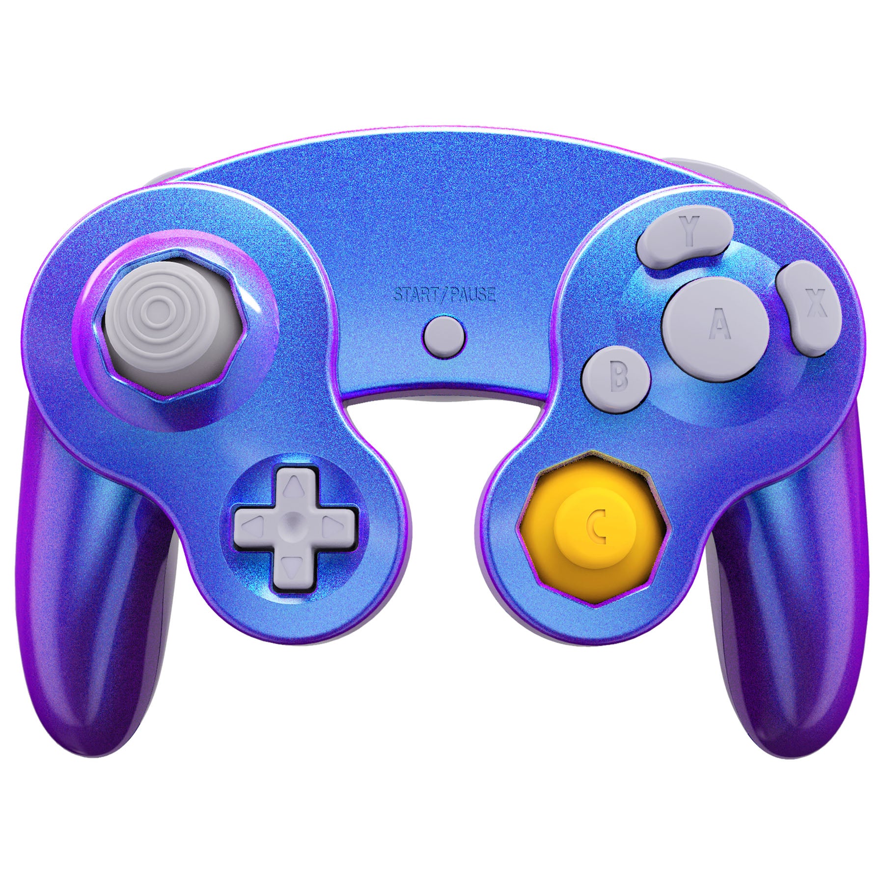 eXtremeRate Replacement Faceplate Backplate with Buttons for Nintendo GameCube Controller NGC - Chameleon Purple Blue - Image 4