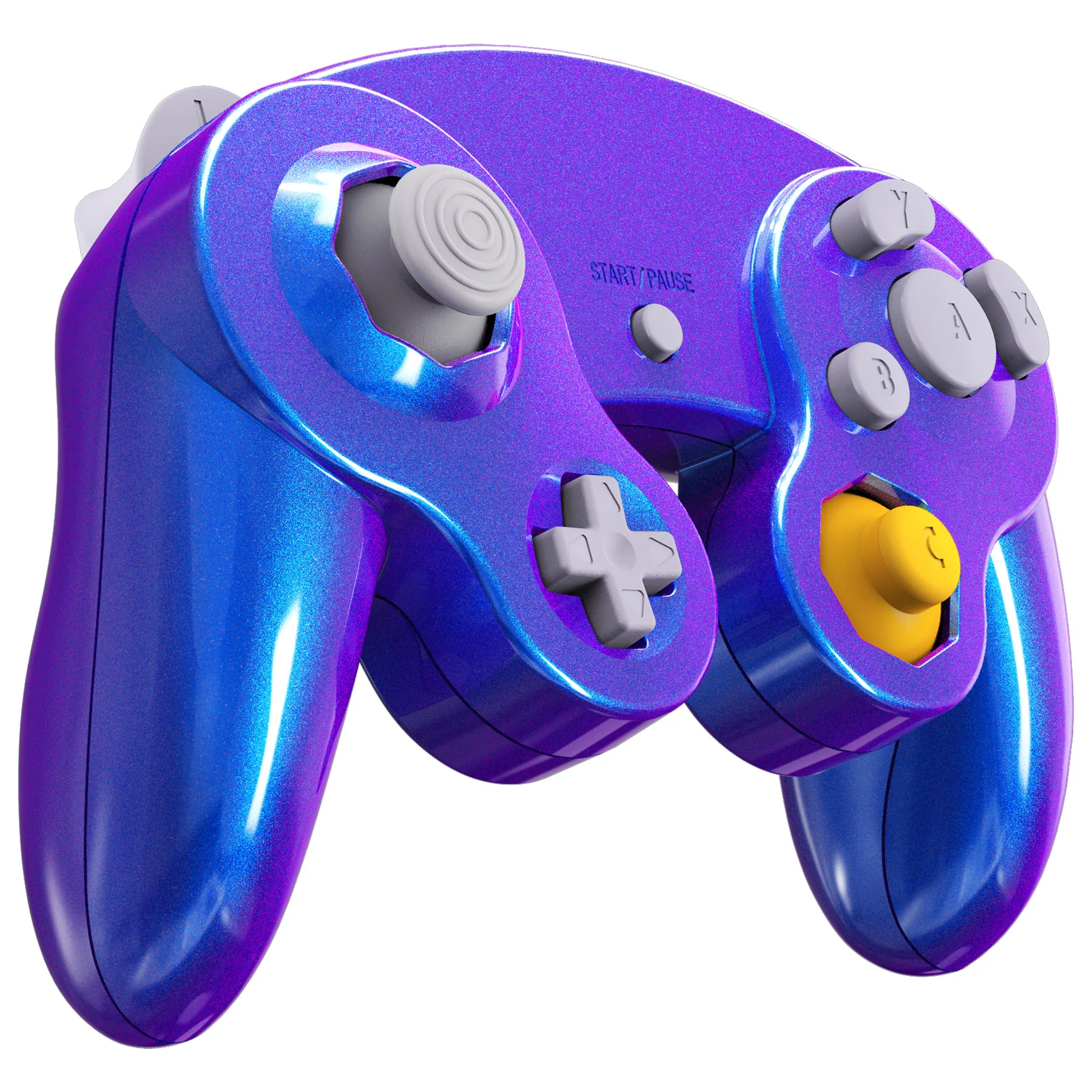 eXtremeRate Replacement Faceplate Backplate with Buttons for Nintendo GameCube Controller NGC - Chameleon Purple Blue - Image 5