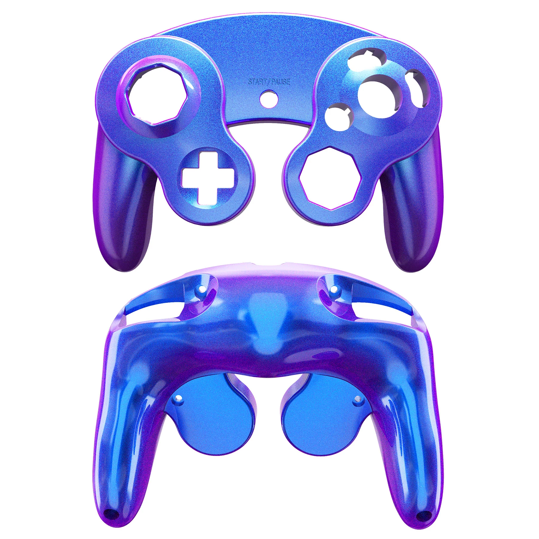 eXtremeRate Replacement Faceplate Backplate with Buttons for Nintendo GameCube Controller NGC - Chameleon Purple Blue - Image 9