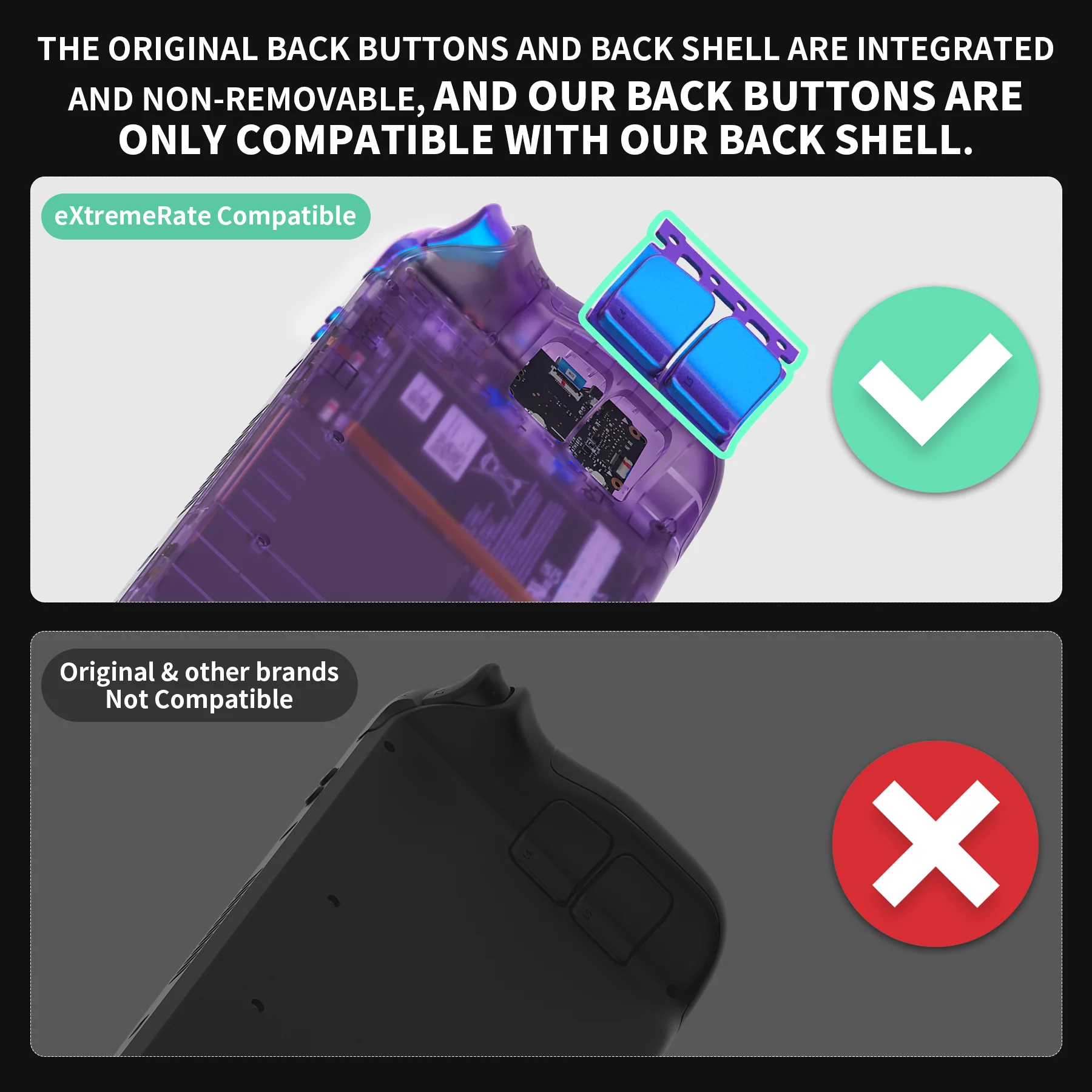 eXtremeRate Replacement Full Set Buttons for Steam Deck LCD - Chameleon Purple Blue - Image 4