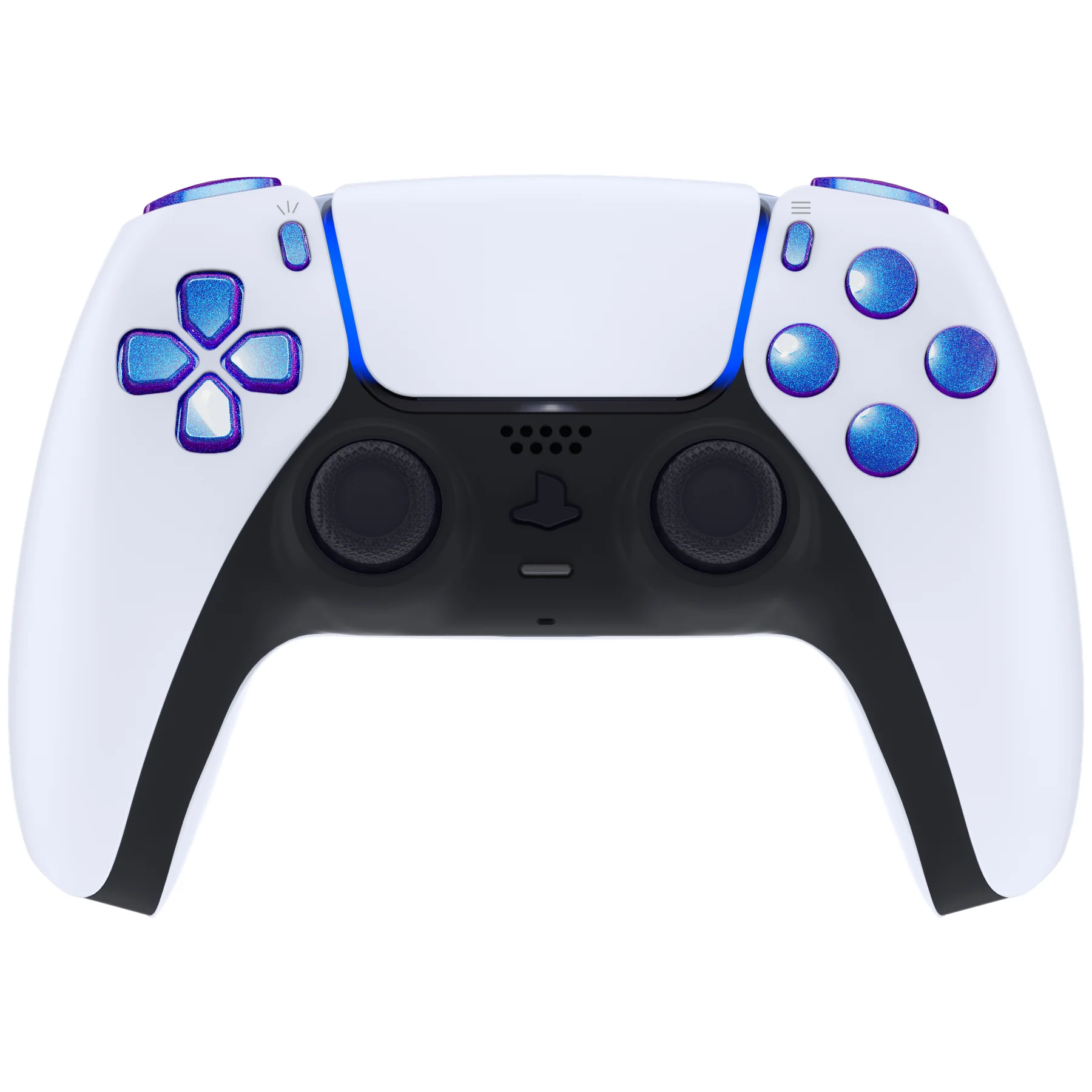 eXtremeRate Replacement Full Set Buttons Compatible with PS5 Controller BDM-030/040/050/060 - Chameleon Purple Blue - Image 4