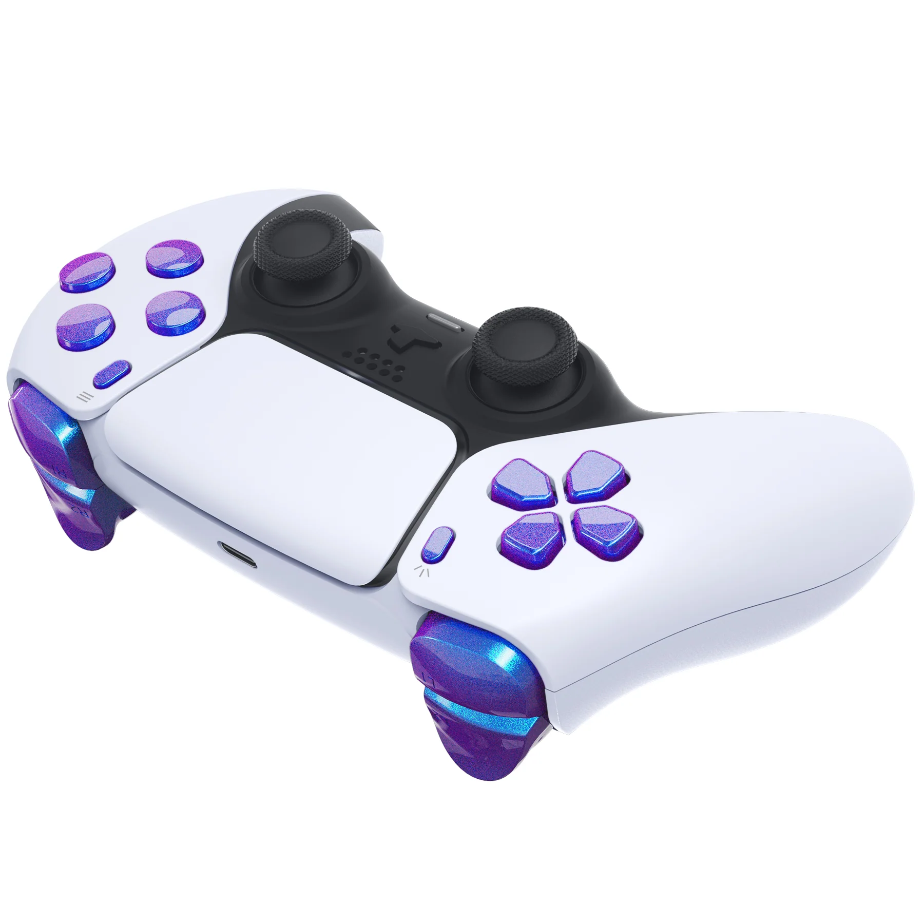 eXtremeRate Replacement Full Set Buttons Compatible with PS5 Controller BDM-030/040/050/060 - Chameleon Purple Blue - Image 7