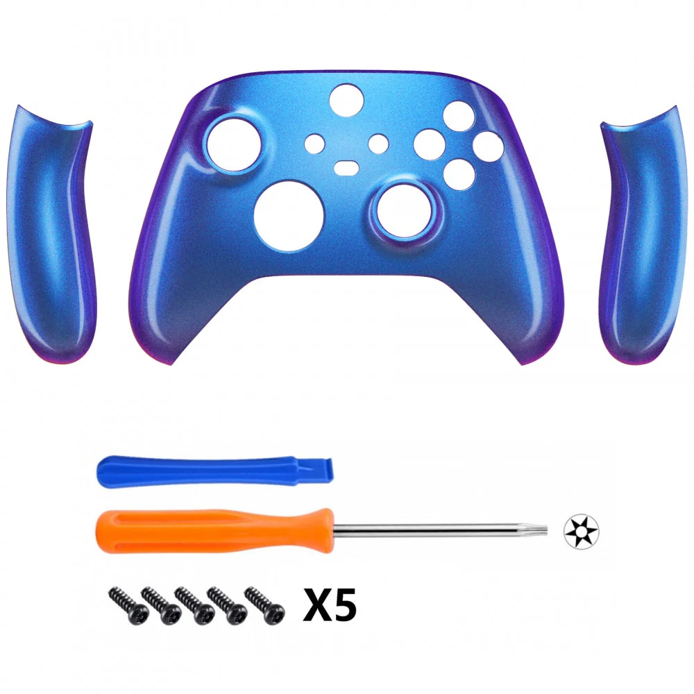 eXtremeRate Replacement Front Housing Shells with Side Rails Panels for Xbox Series X & S Controller - Chameleon Purple Blue - Image 2