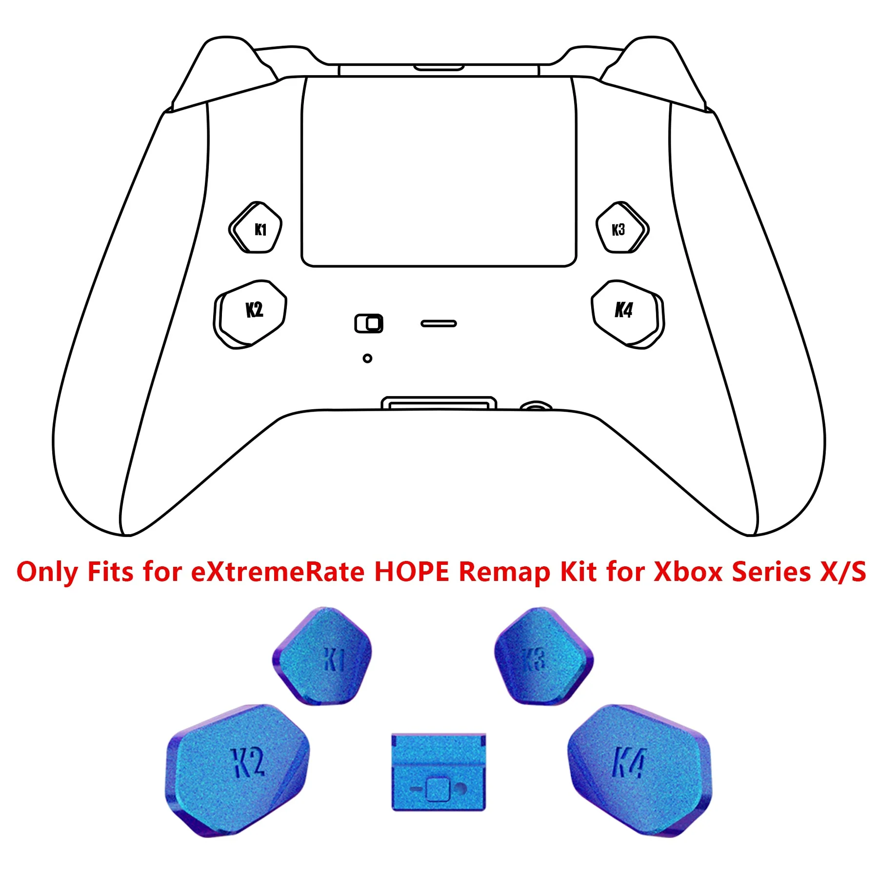 eXtremeRate Redesigned K1 K2 K3 K4 Back Buttons Paddles & Toggle Switch for eXtremerate Hope Remap Kit, Compatible with Xbox Series X/S Controller - Chameleon Purple Blue - Image 3