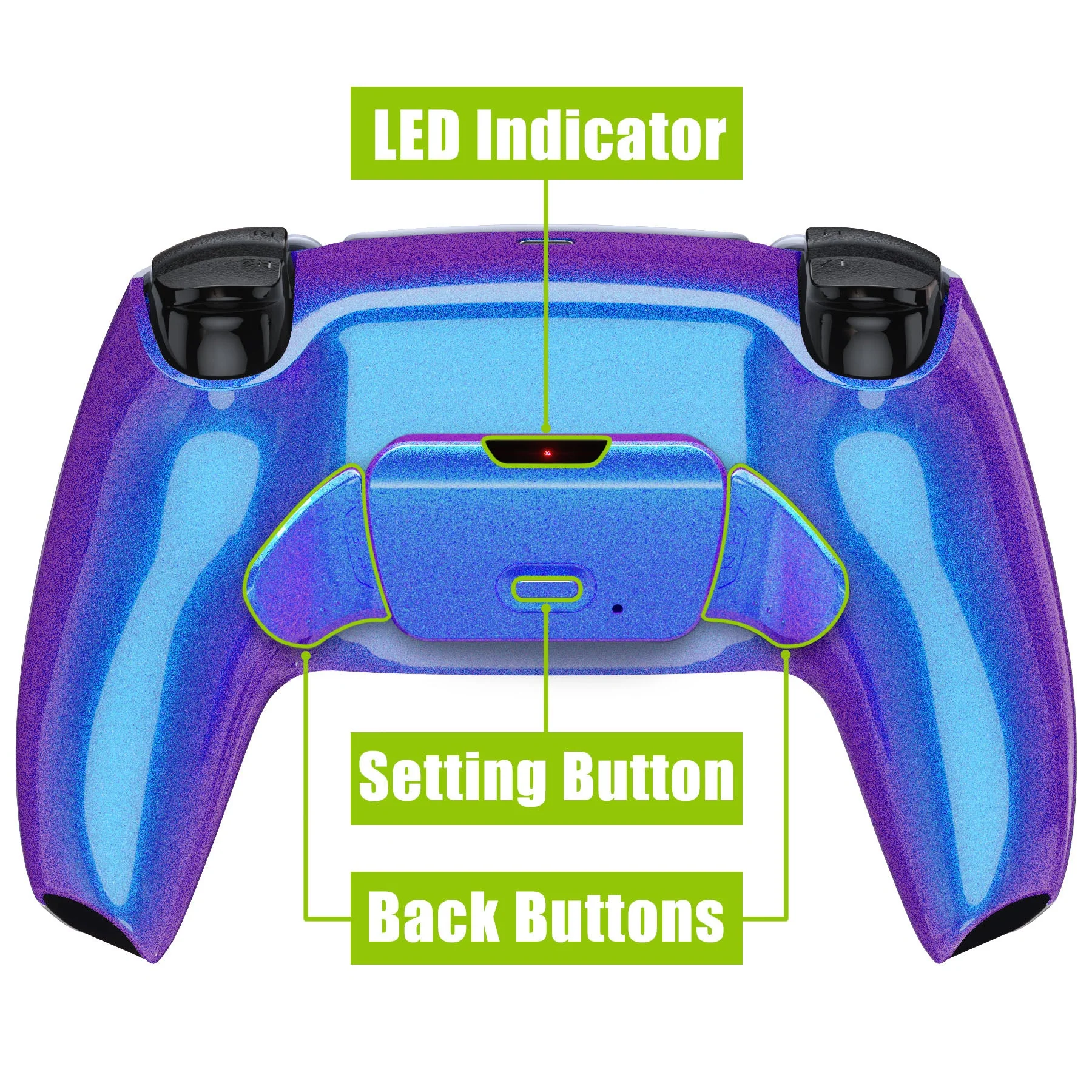eXtremeRate Remappable Rise 2.0 Remap Kit for PS5 Controller BDM-010 & BDM-020 - Chameleon Purple Blue - Image 4