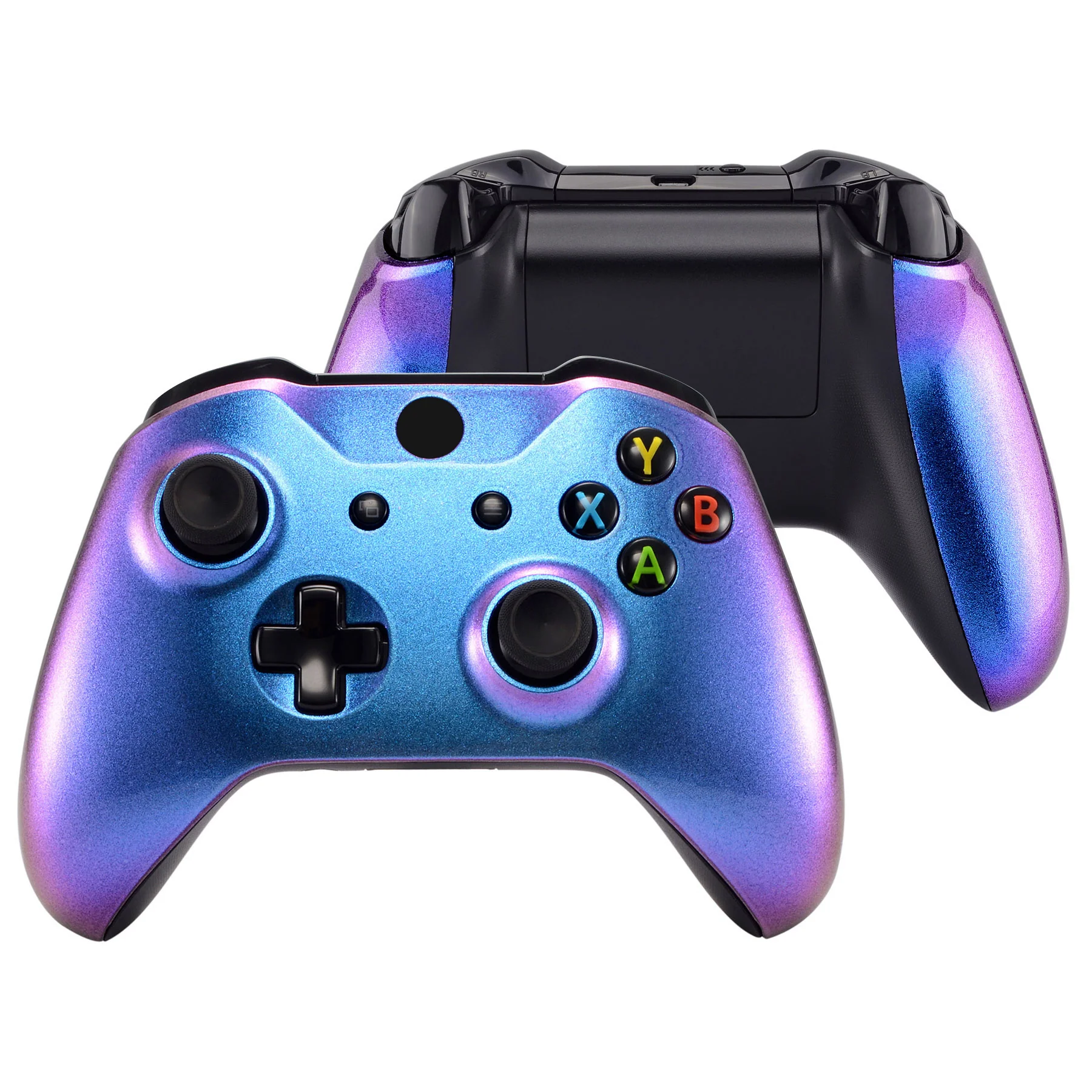 eXtremeRate Replacement Front Housing Shell with Side Rails Panel for Xbox One X & S Controller (Model 1708) - Chameleon Purple Blue - Image 2
