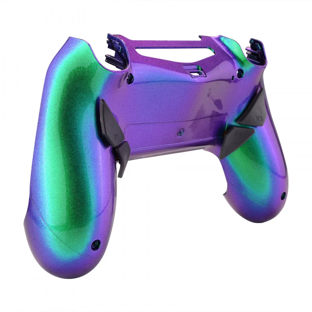 eXtremeRate Dawn Remappable Remap Kit with Redesigned Back Shell & 4 Back Buttons for PS4 Controller JDM 040/050/055 - Chameleon Green Purple - Image 8