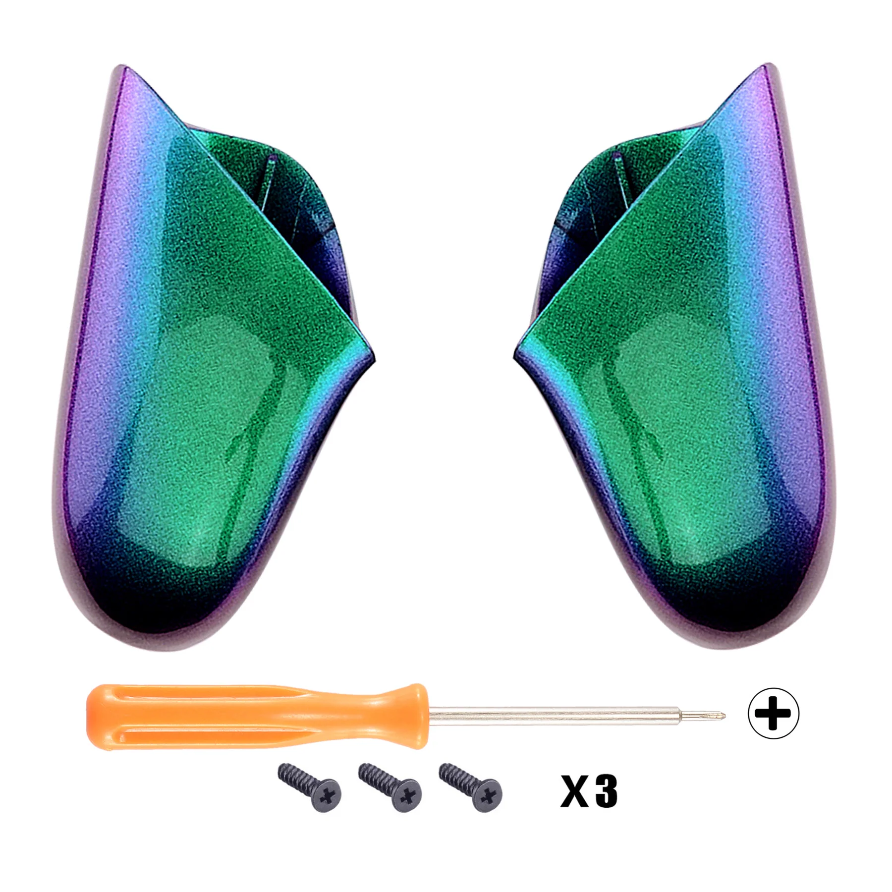 eXtremeRate Replacement Handle Grips for Nintendo Switch Pro Controller - Chameleon Green Purple - Image 2