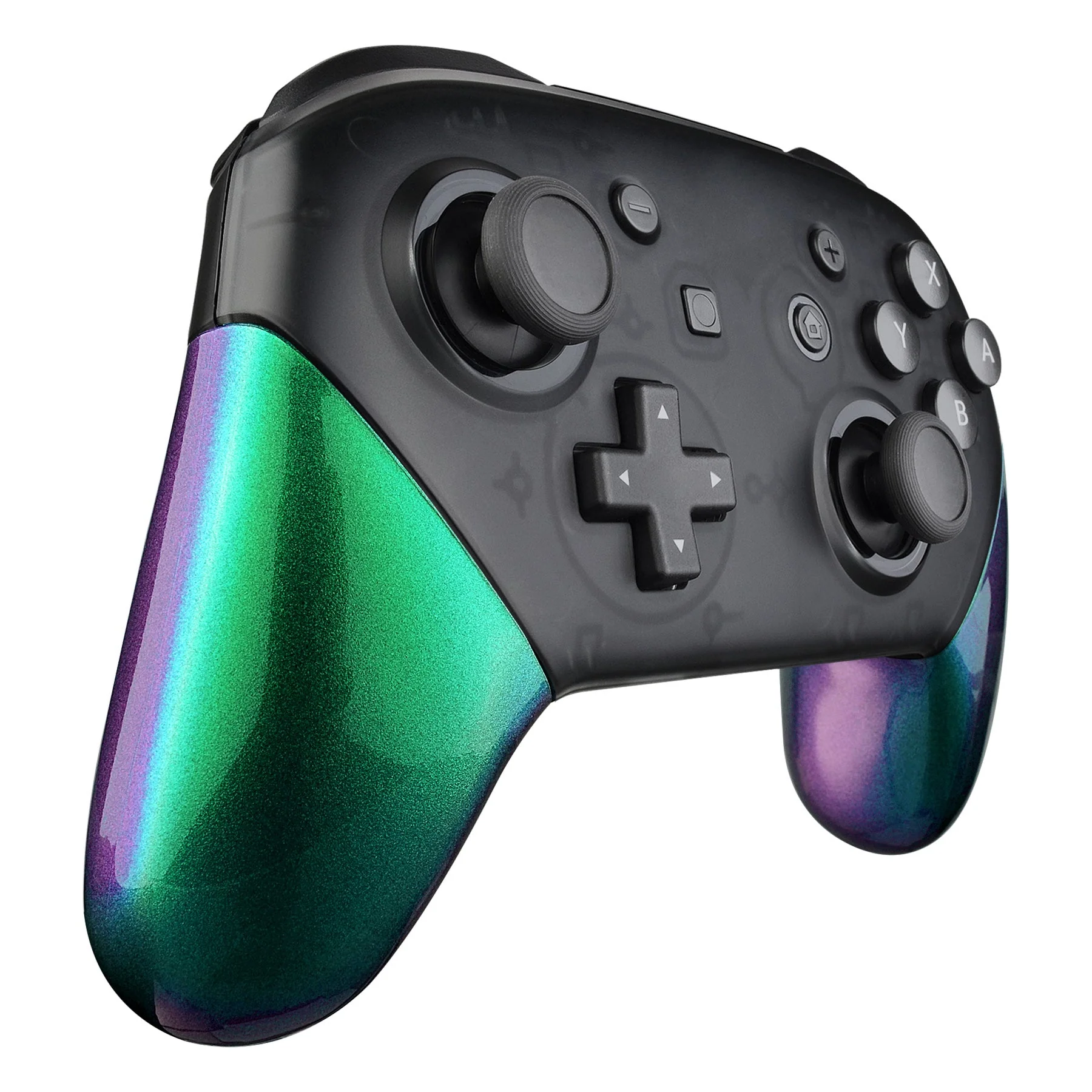 eXtremeRate Replacement Handle Grips for Nintendo Switch Pro Controller - Chameleon Green Purple - Image 5
