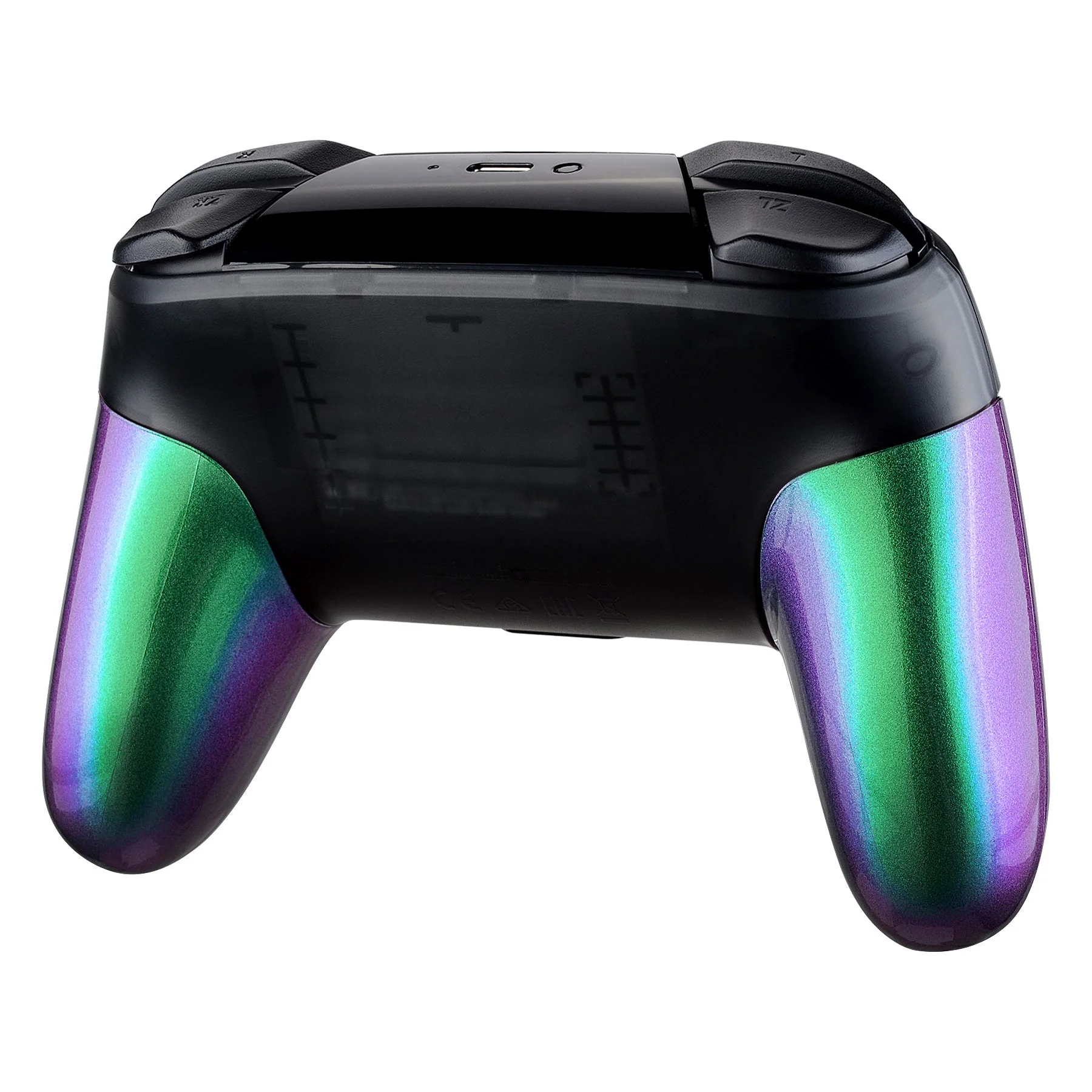 eXtremeRate Replacement Handle Grips for Nintendo Switch Pro Controller - Chameleon Green Purple - Image 6