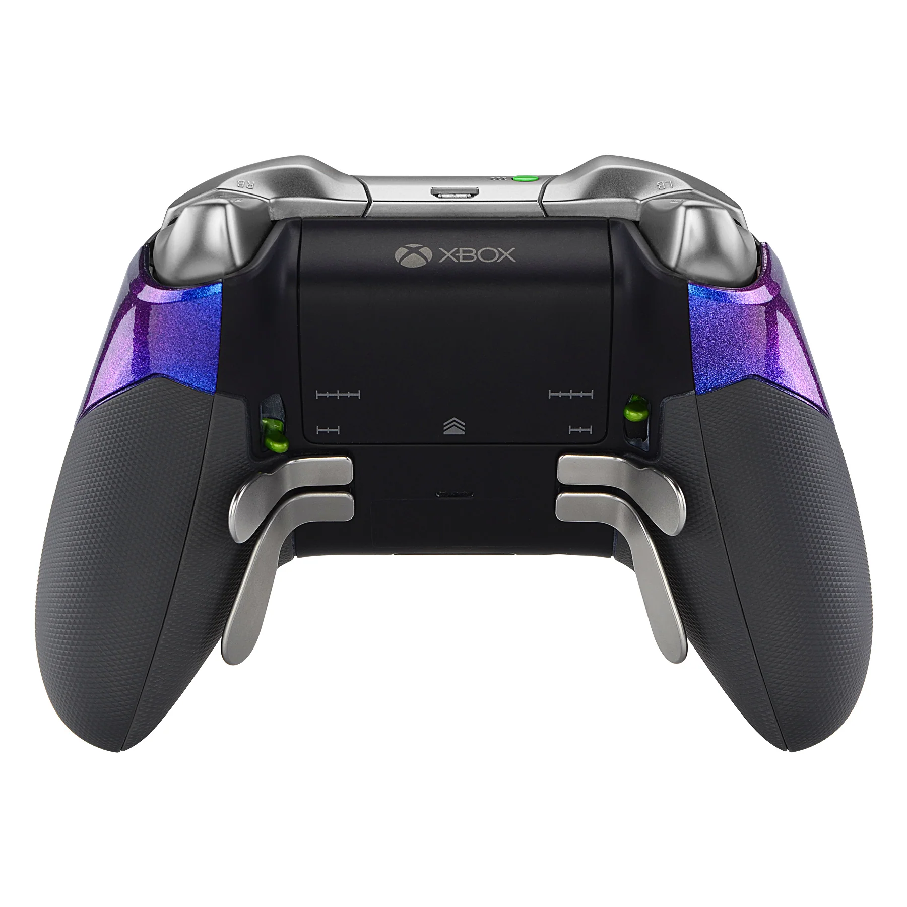 eXtremeRate Replacement Rubberized Rear Handle Grips Back Panels for Xbox One Elite Controller (Model 1698) - Chameleon Purple Blue - Image 2