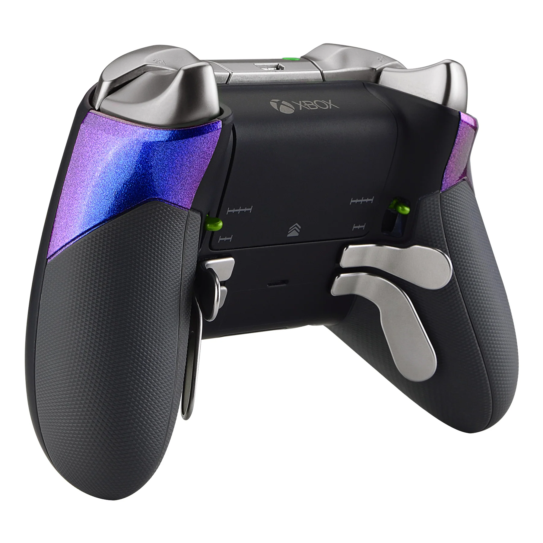 eXtremeRate Replacement Rubberized Rear Handle Grips Back Panels for Xbox One Elite Controller (Model 1698) - Chameleon Purple Blue - Image 4