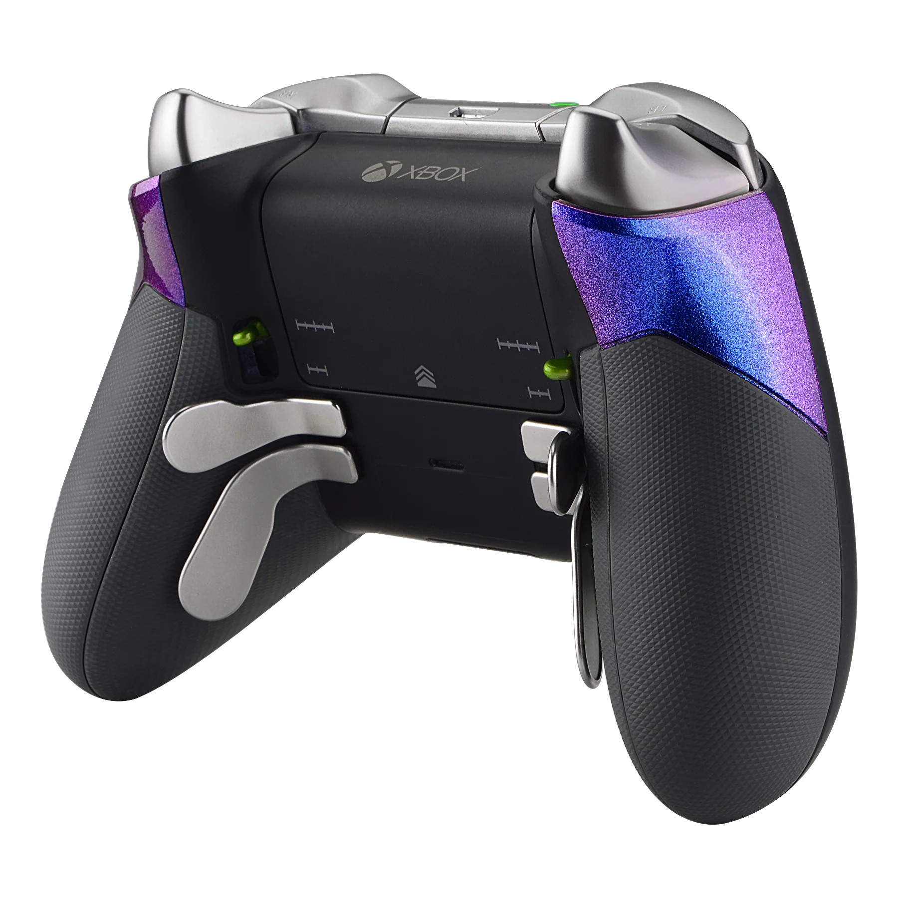 eXtremeRate Replacement Rubberized Rear Handle Grips Back Panels for Xbox One Elite Controller (Model 1698) - Chameleon Purple Blue - Image 5