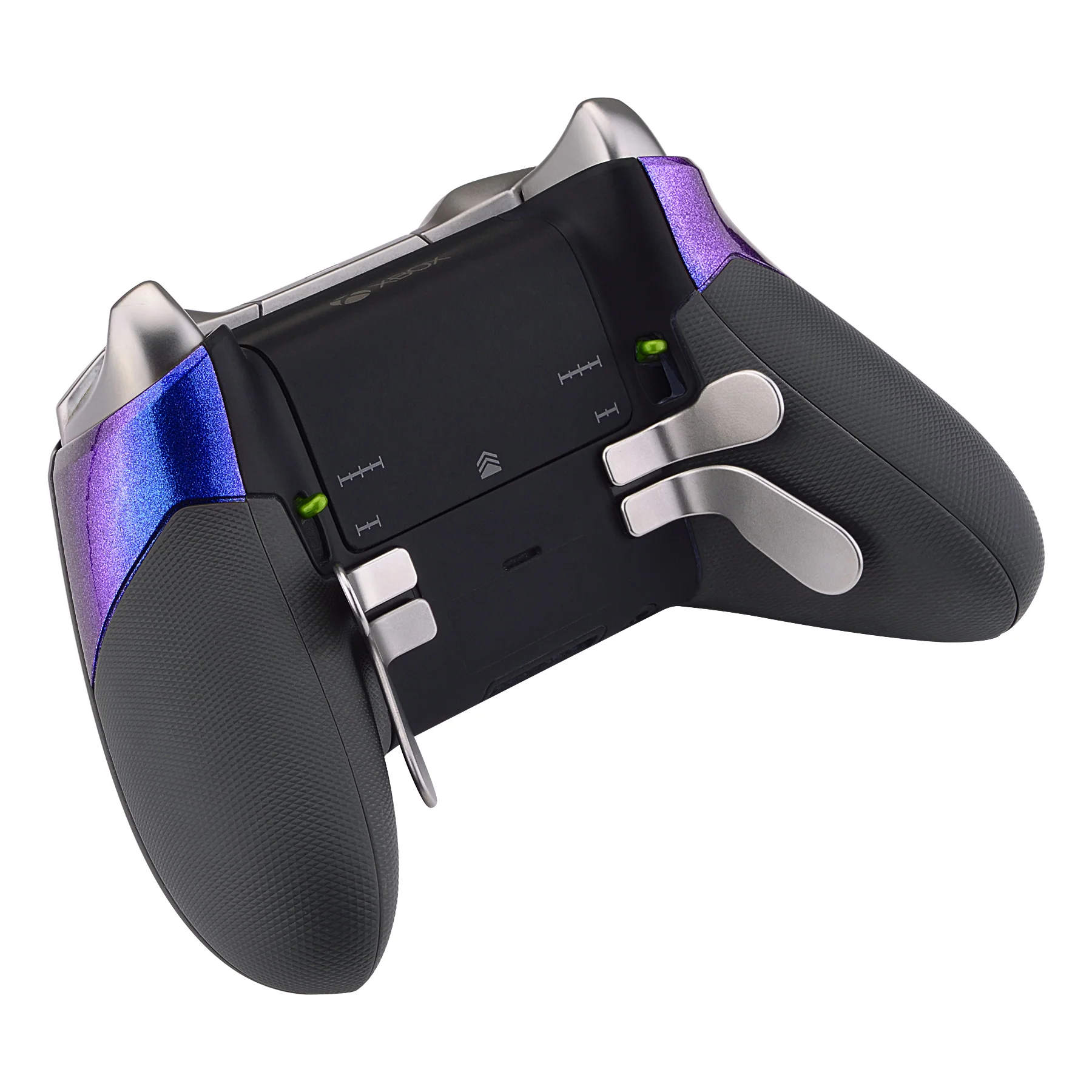 eXtremeRate Replacement Rubberized Rear Handle Grips Back Panels for Xbox One Elite Controller (Model 1698) - Chameleon Purple Blue - Image 6