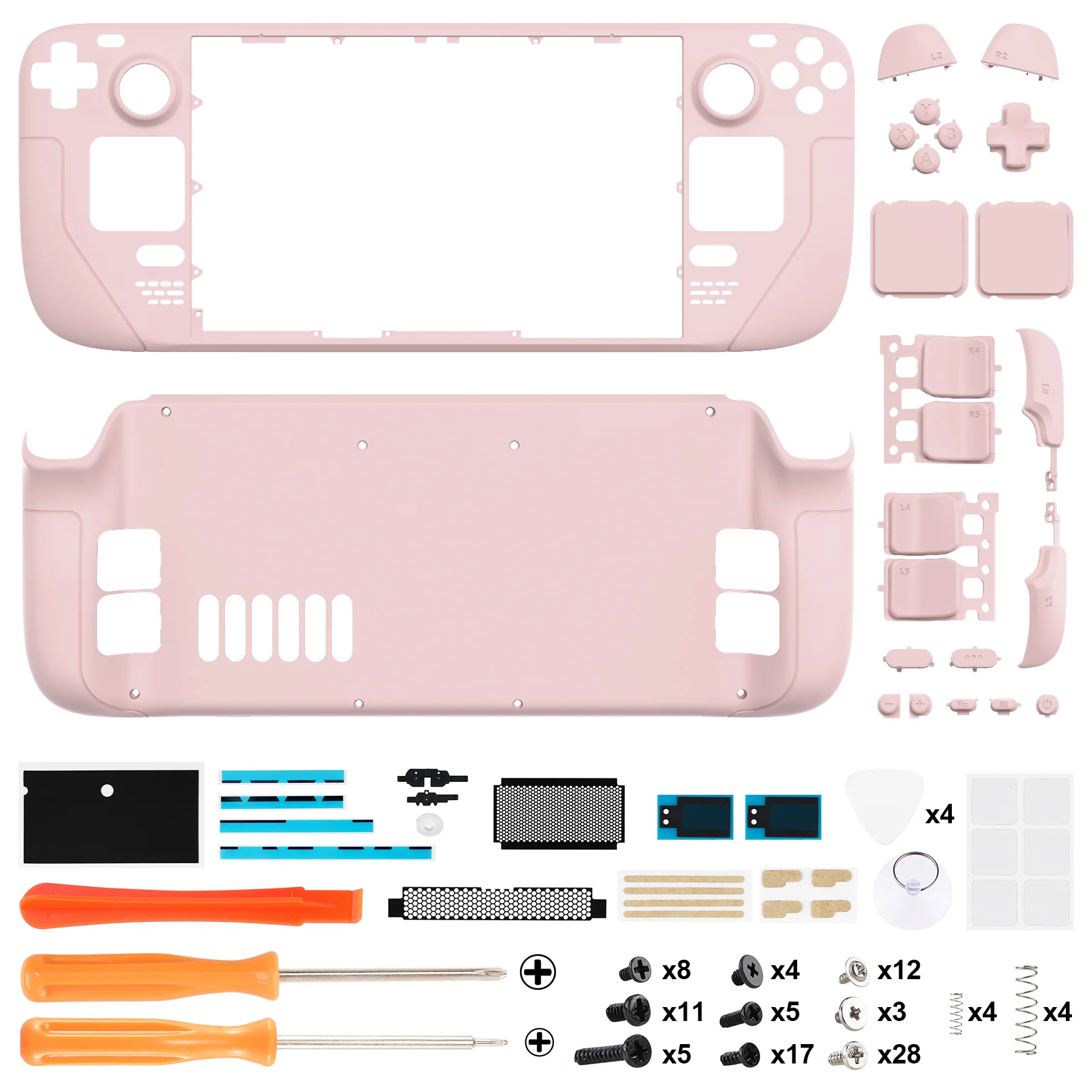eXtremeRate Custom Full Set Shell with Buttons for Steam Deck LCD - Cherry Blossoms Pink - Image 4
