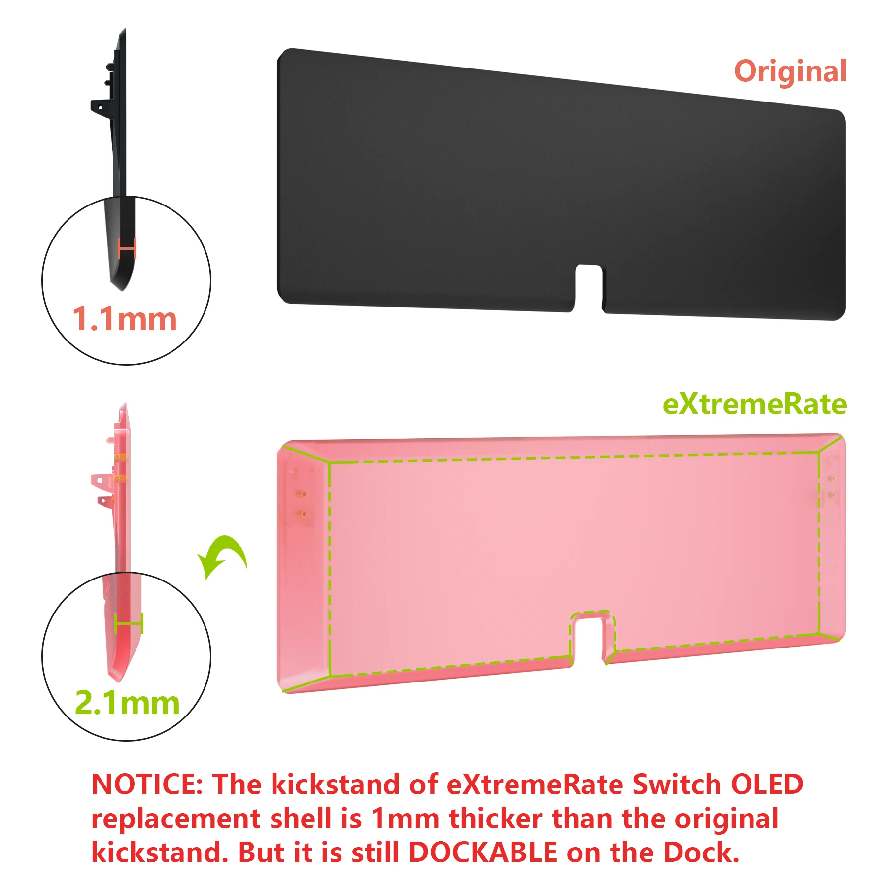 eXtremeRate Custom Replacement Full Set Shell with Buttons for Nintendo Switch OLED - Cherry Pink - Image 13