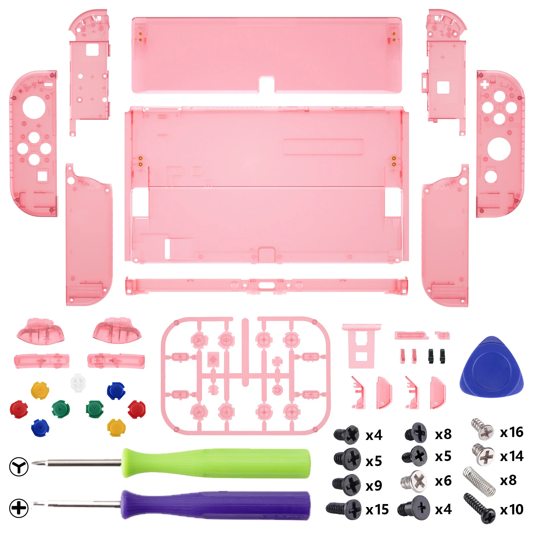 eXtremeRate Custom Replacement Full Set Shell with Buttons for Nintendo Switch OLED - Cherry Pink - Image 2