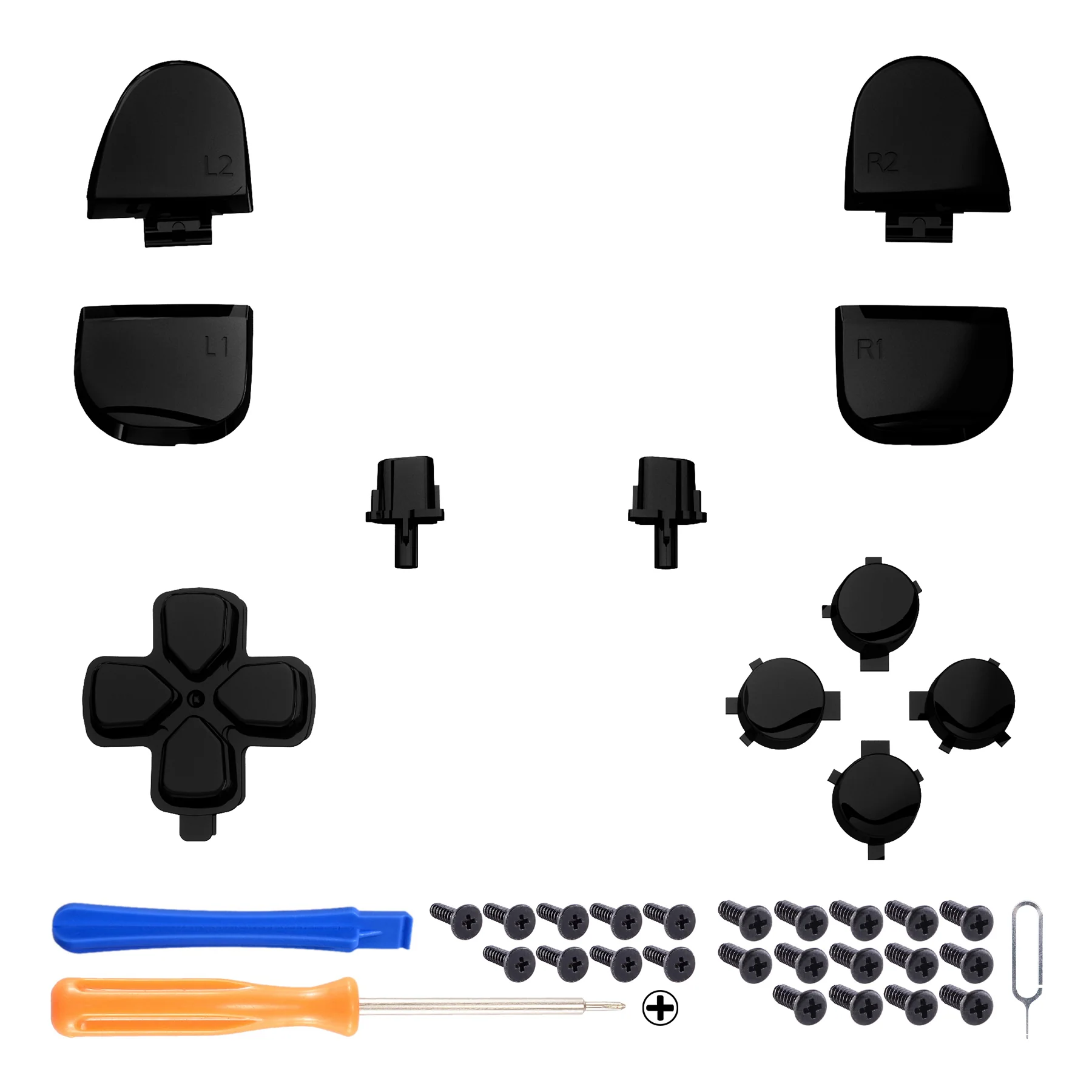 eXtremeRate Replacement Full Set Buttons Compatible with PS5 Controller BDM-030/040/050/060 - Chrome Black - Image 2