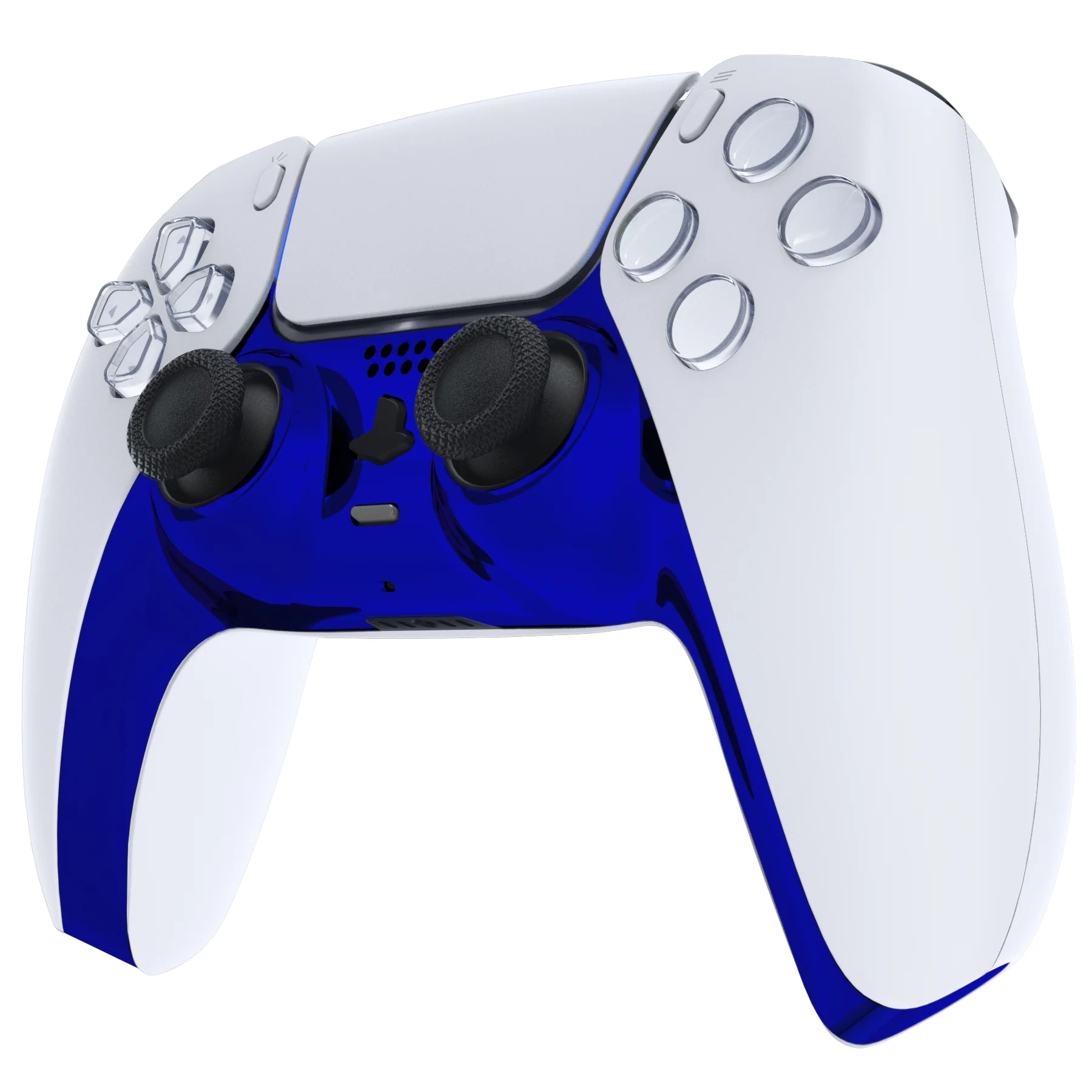 eXtremeRate Replacement Decorative Trim Shell with Accent Rings Compatible with PS5 Controller BDM-010/020/030/040/050 - Chrome Blue Glossy - Image 4