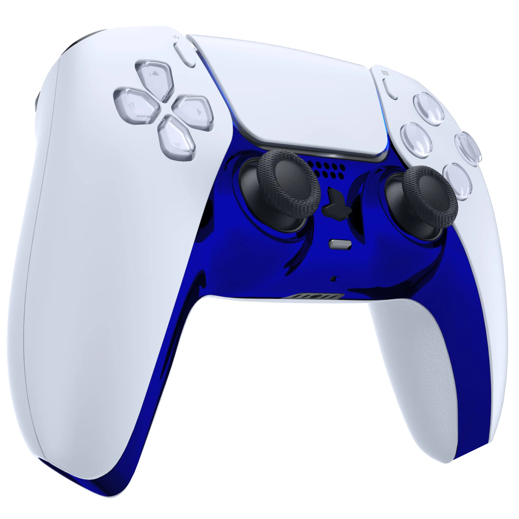 eXtremeRate Replacement Decorative Trim Shell with Accent Rings Compatible with PS5 Controller BDM-010/020/030/040/050 - Chrome Blue Glossy - Image 5