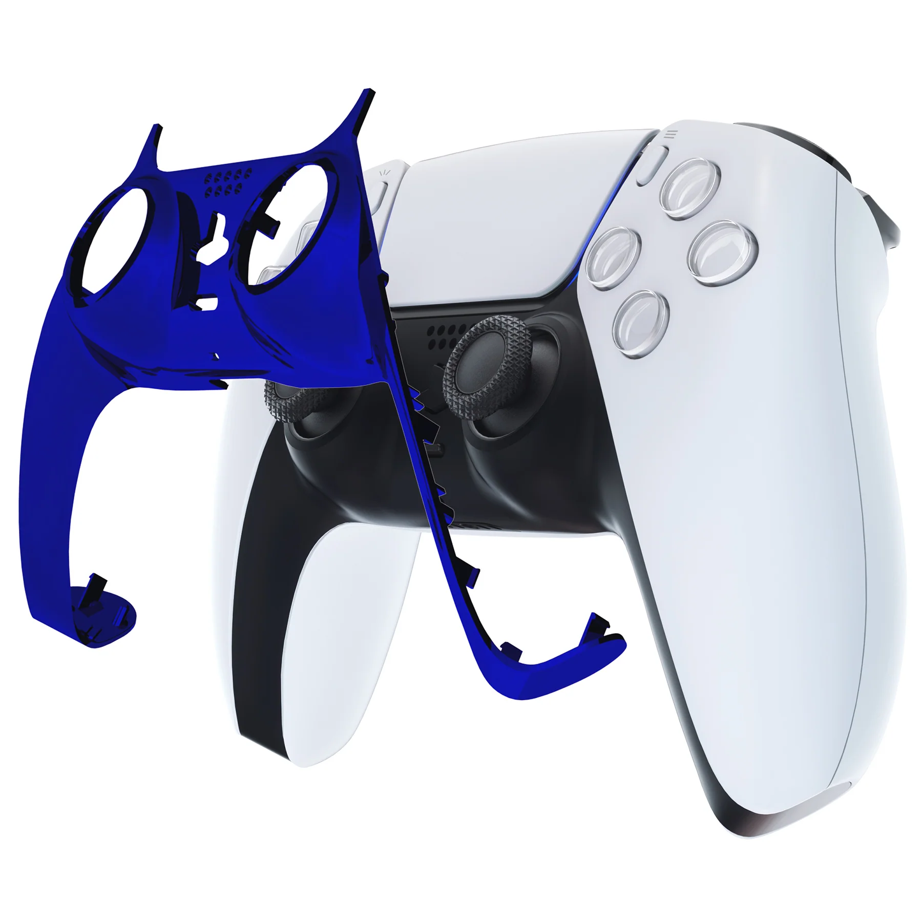eXtremeRate Replacement Decorative Trim Shell with Accent Rings Compatible with PS5 Controller BDM-010/020/030/040/050 - Chrome Blue Glossy - Image 7
