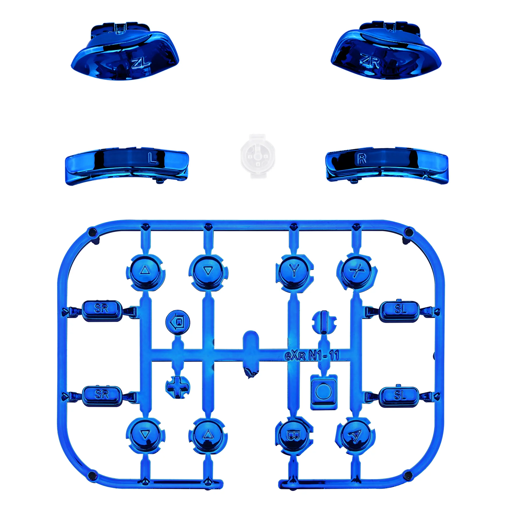 eXtremeRate Replacement Full Set Buttons for Joycon of NS Switch - Chrome Blue Glossy - Image 2