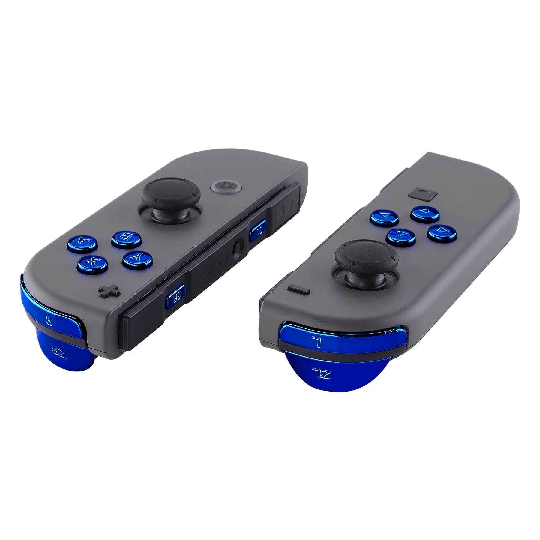 eXtremeRate Replacement Full Set Buttons for Joycon of NS Switch - Chrome Blue Glossy - Image 4