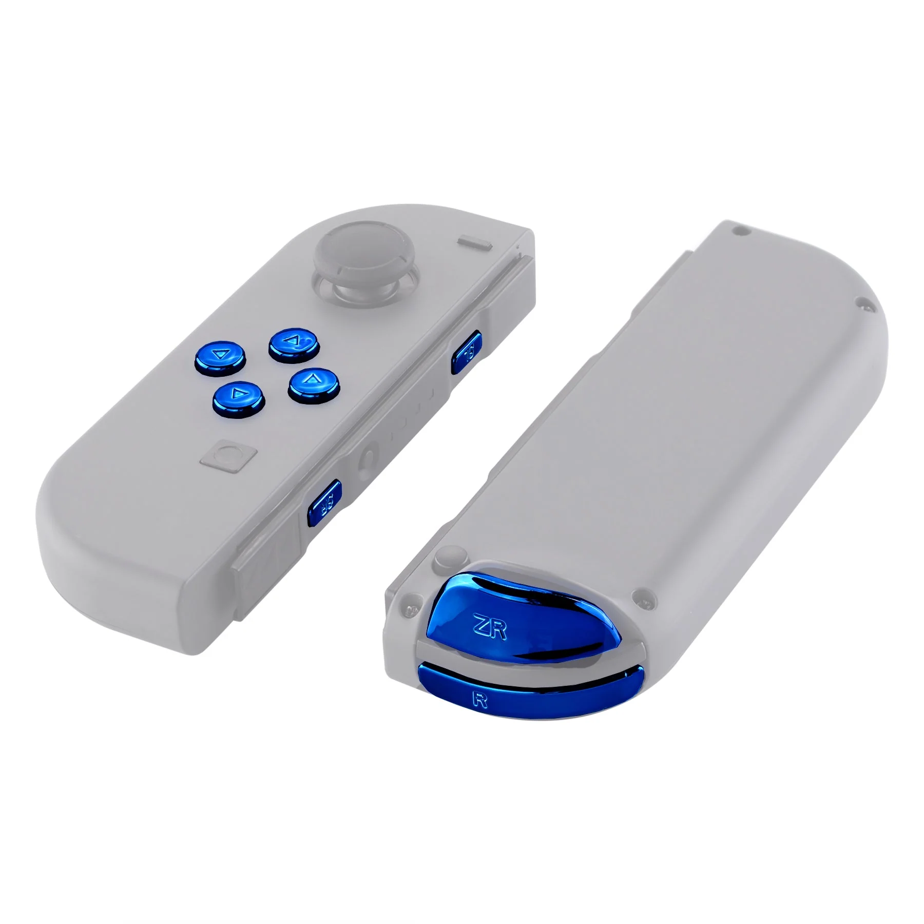 eXtremeRate Replacement Full Set Buttons for Joycon of NS Switch - Chrome Blue Glossy - Image 6