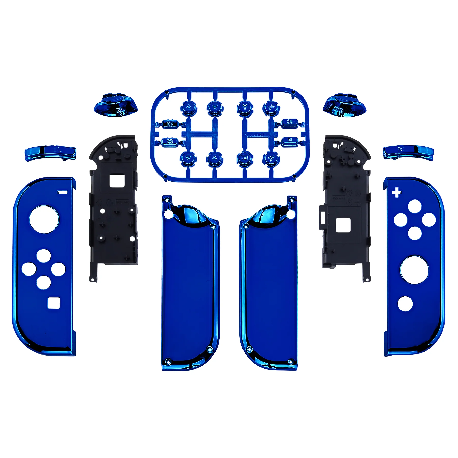 eXtremeRate Replacement Full Set Shell Case with Buttons for Joycon of NS Switch - Chrome Blue - Image 2