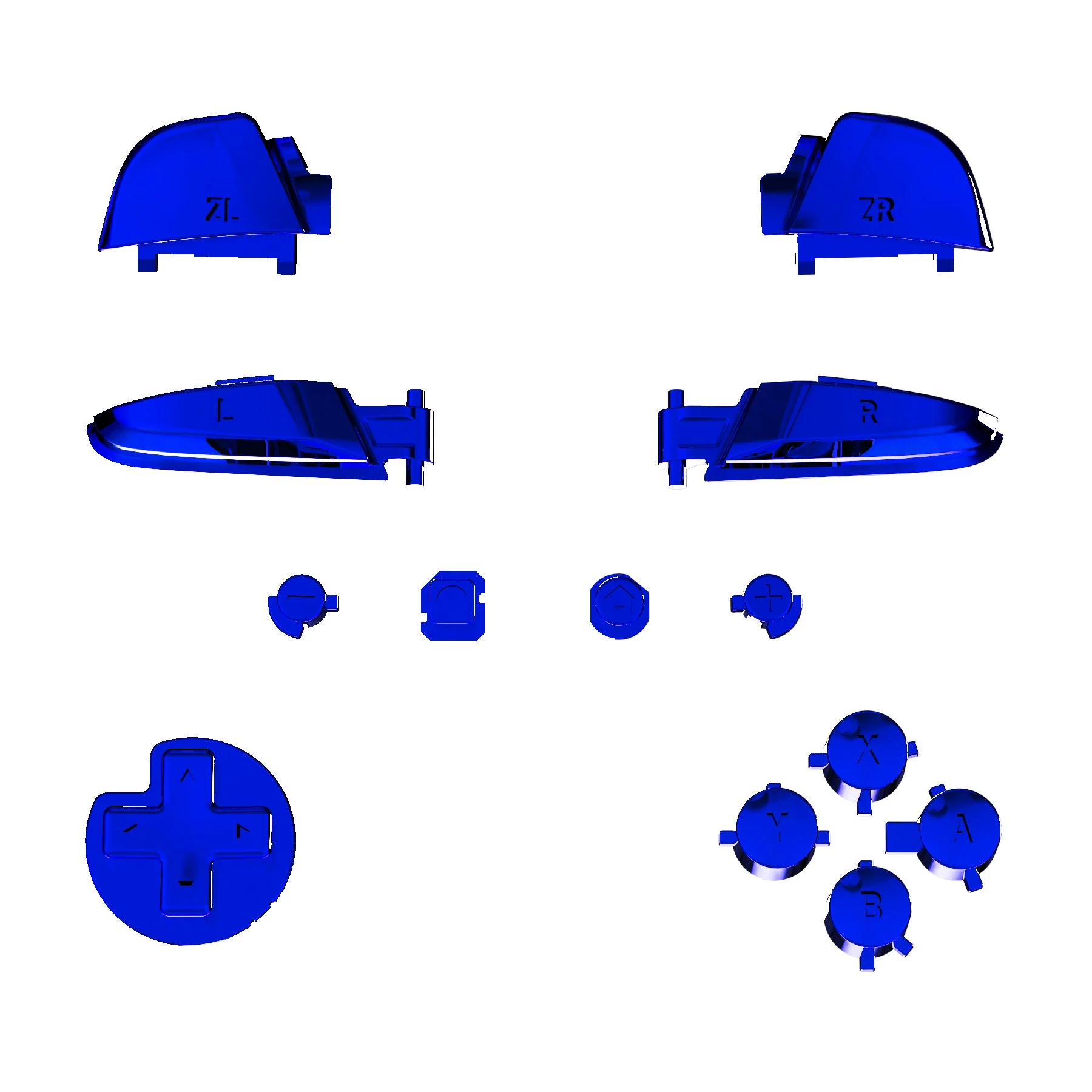 eXtremeRate DIY Replacement Full Set Buttons for Nintendo Switch Pro Controller - Chrome Blue Glossy - Image 2