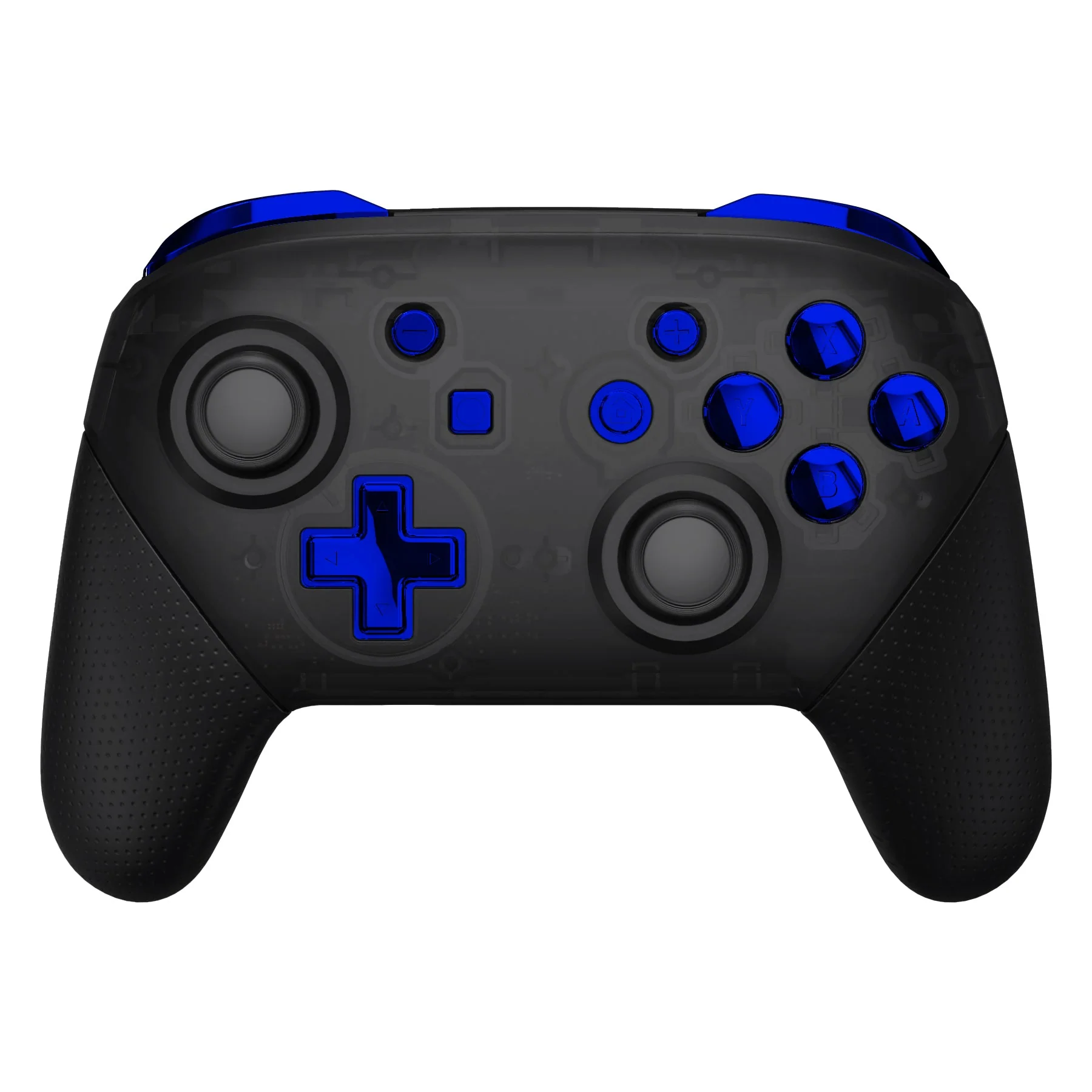 eXtremeRate DIY Replacement Full Set Buttons for Nintendo Switch Pro Controller - Chrome Blue Glossy - Image 3