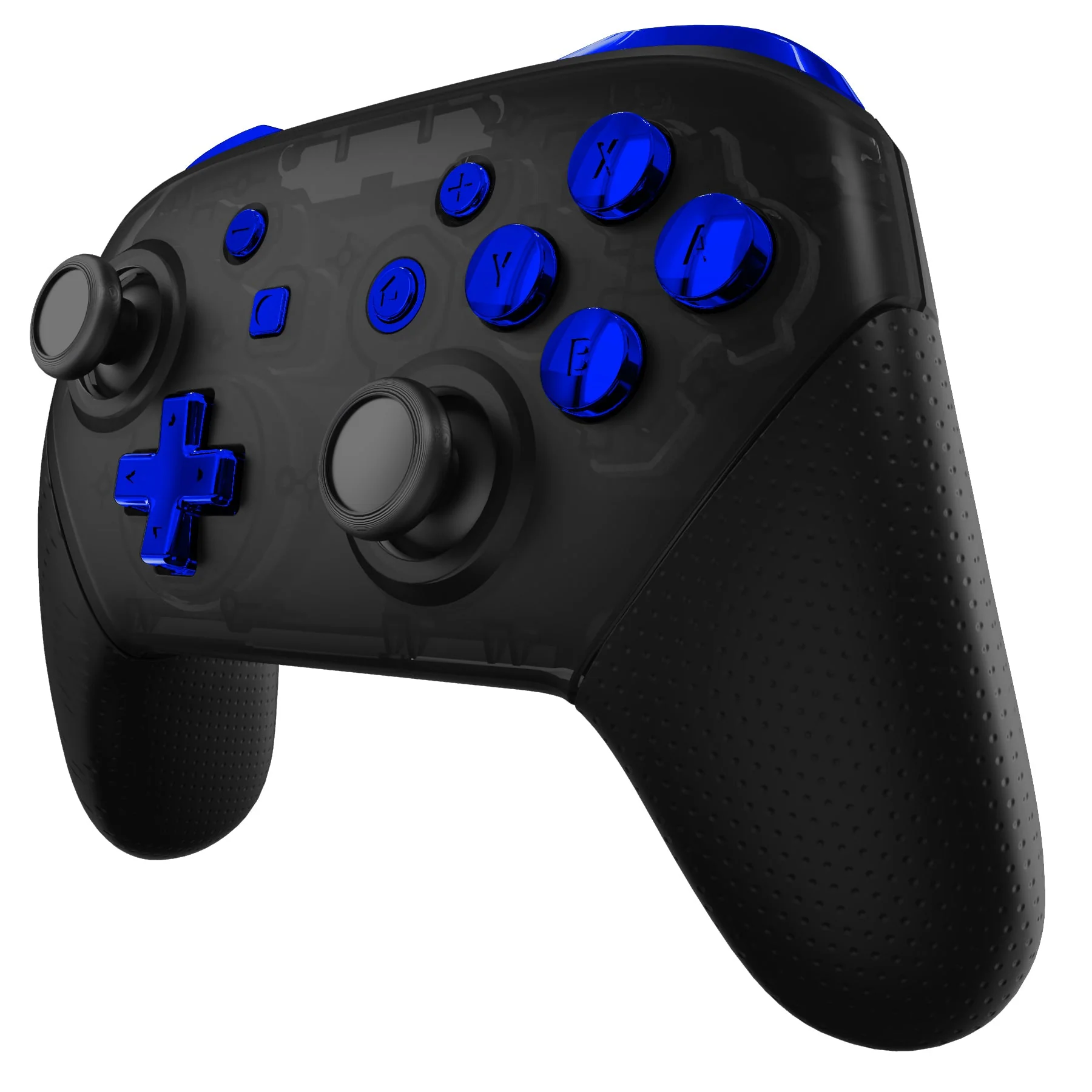 eXtremeRate DIY Replacement Full Set Buttons for Nintendo Switch Pro Controller - Chrome Blue Glossy - Image 4