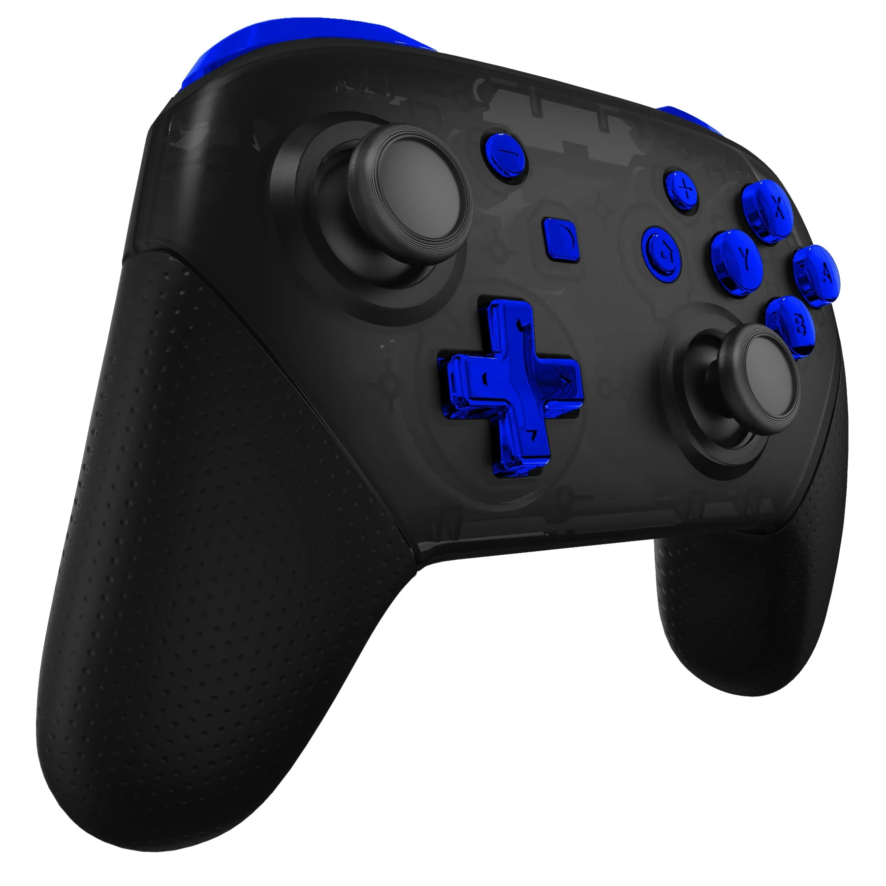 eXtremeRate DIY Replacement Full Set Buttons for Nintendo Switch Pro Controller - Chrome Blue Glossy - Image 5