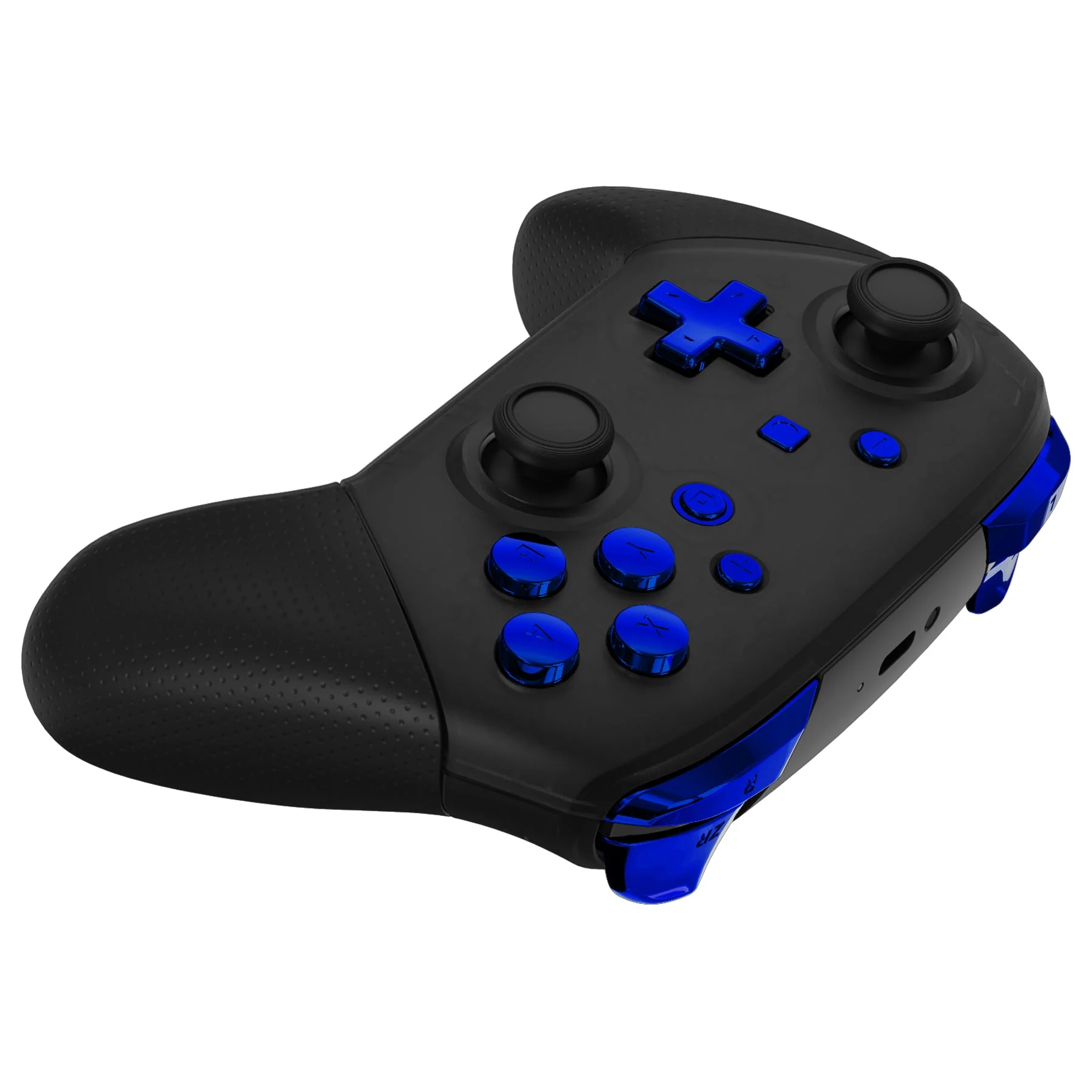 eXtremeRate DIY Replacement Full Set Buttons for Nintendo Switch Pro Controller - Chrome Blue Glossy - Image 6