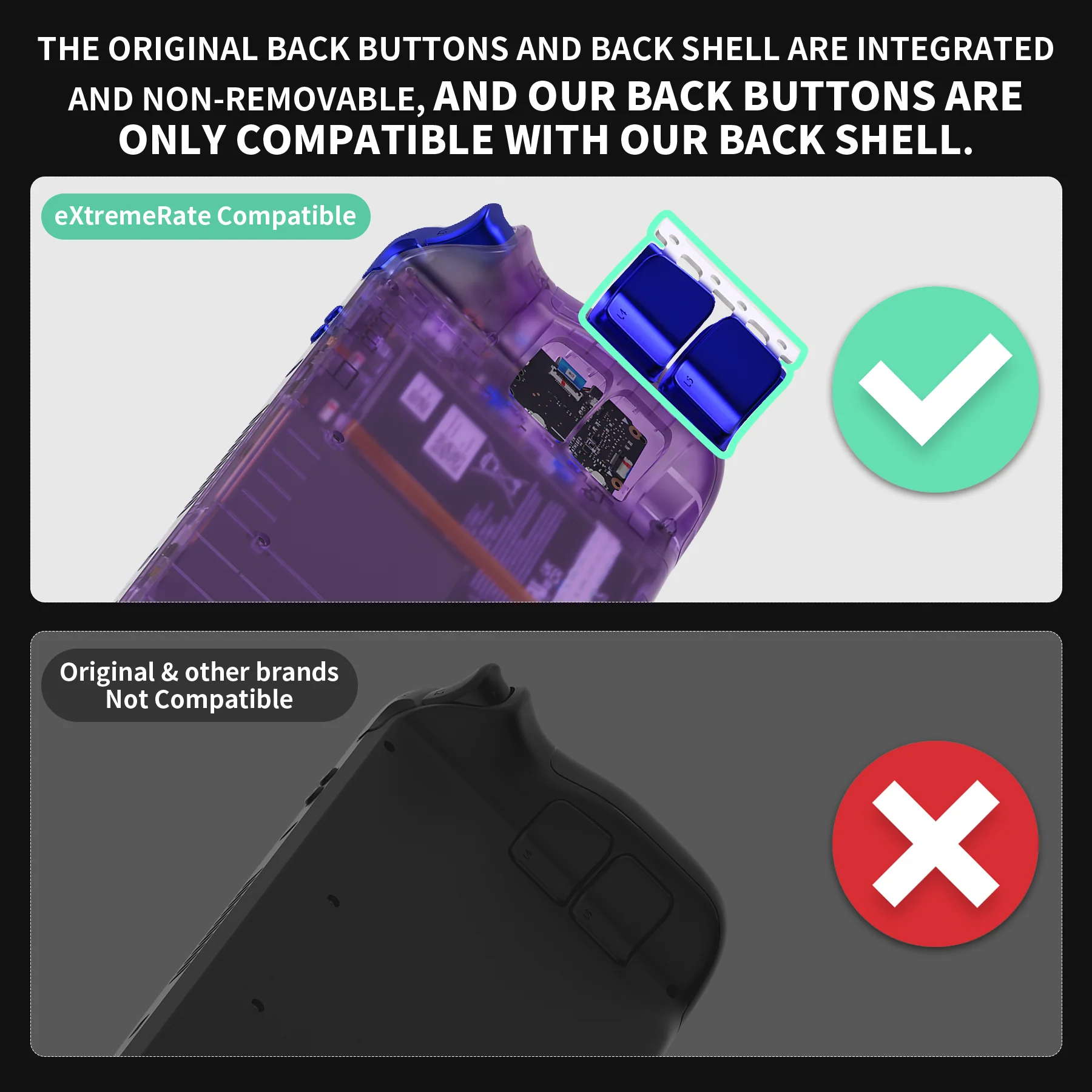 eXtremeRate Replacement Full Set Buttons for Steam Deck LCD - Chrome Blue - Image 4