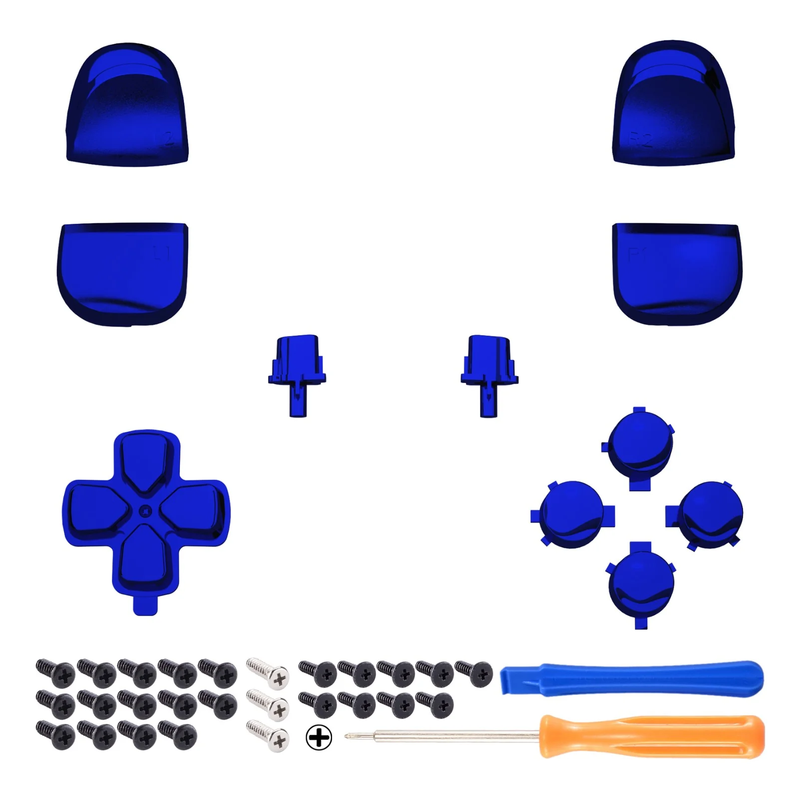 eXtremeRate Replacement Full Set Buttons Compatible with PS5 Controller BDM-010/020 - Chrome Blue - Image 8