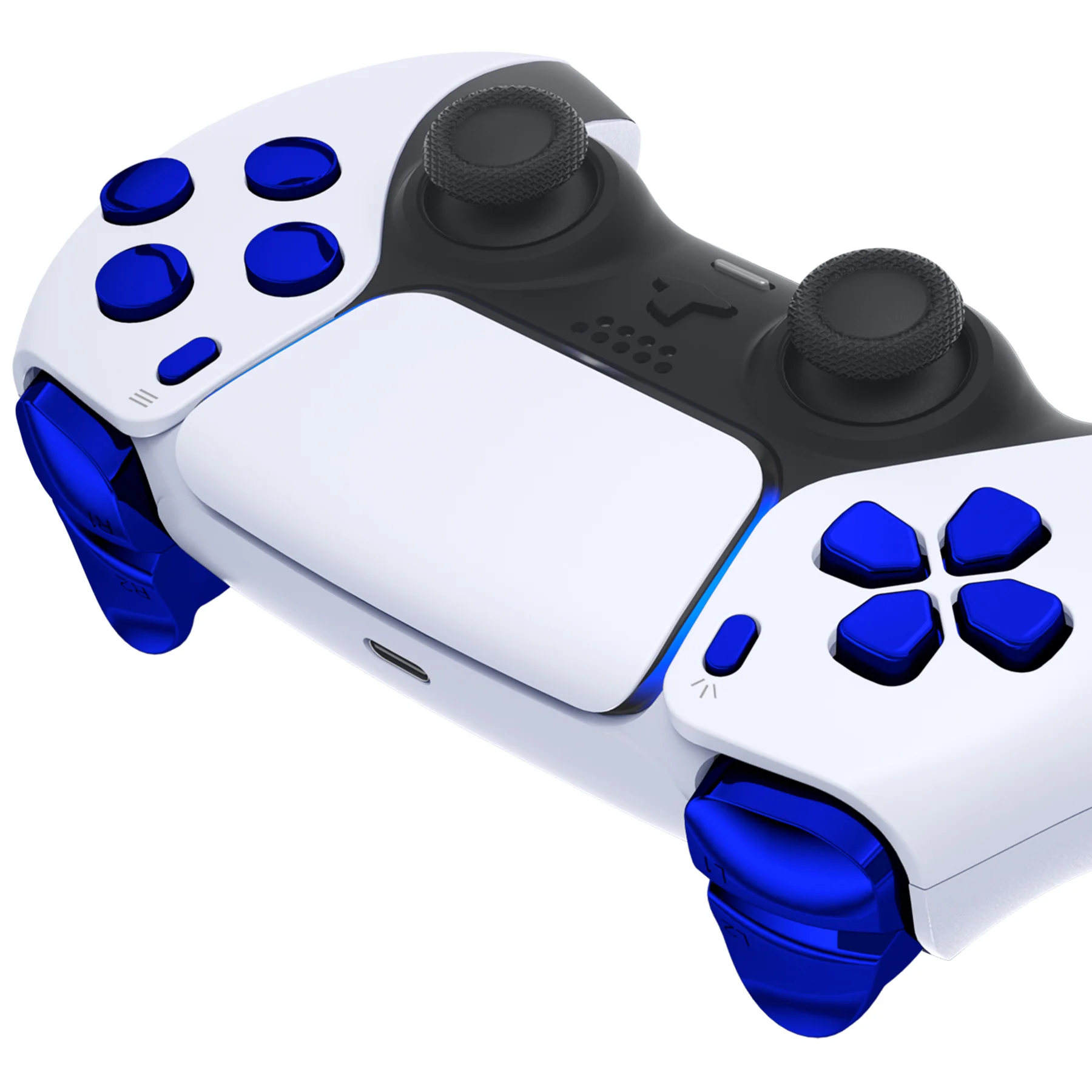 eXtremeRate Replacement Full Set Buttons Compatible with PS5 Controller BDM-030/040/050/060 - Chrome Blue - Image 7
