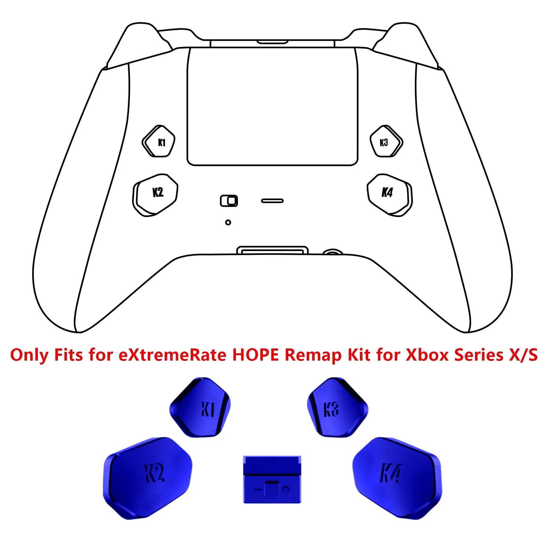 eXtremeRate Redesigned K1 K2 K3 K4 Back Buttons Paddles & Toggle Switch for eXtremerate Hope Remap Kit, Compatible with Xbox Series X/S Controller - Chrome Blue - Image 3