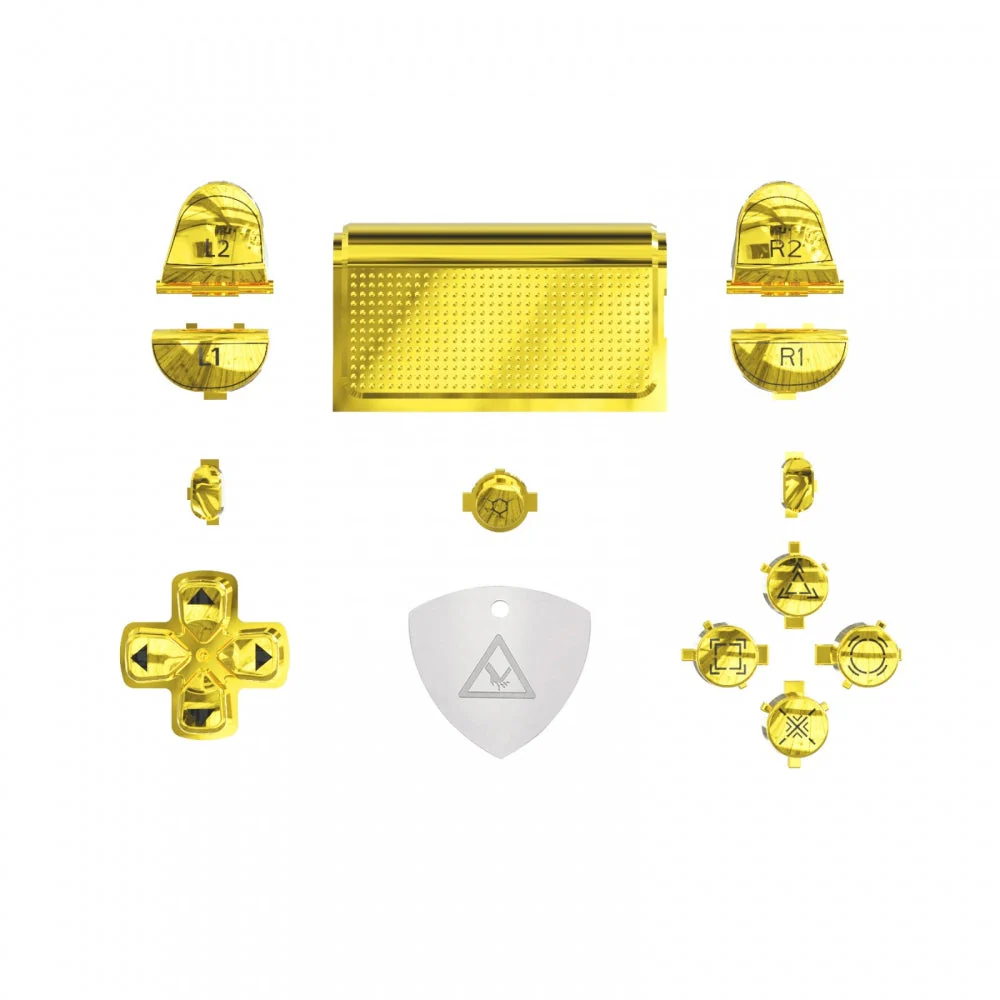 eXtremeRate Replacement Full Set Buttons with Classical Symbols for PS4 Slim Pro CUH-ZCT2 Controller, Compatible with eXtremeRate DTFS LED Kit - Chrome Gold - Image 2
