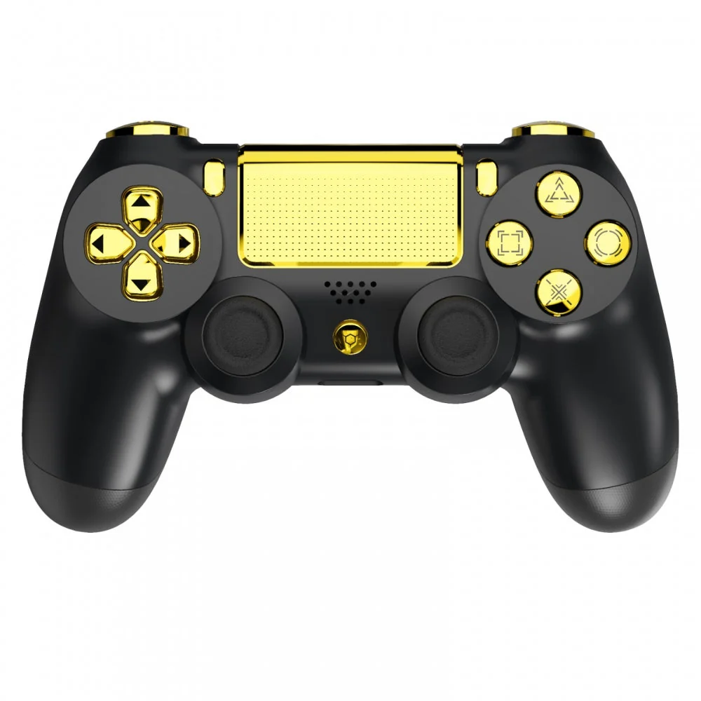 eXtremeRate Replacement Full Set Buttons with Classical Symbols for PS4 Slim Pro CUH-ZCT2 Controller, Compatible with eXtremeRate DTFS LED Kit - Chrome Gold - Image 4