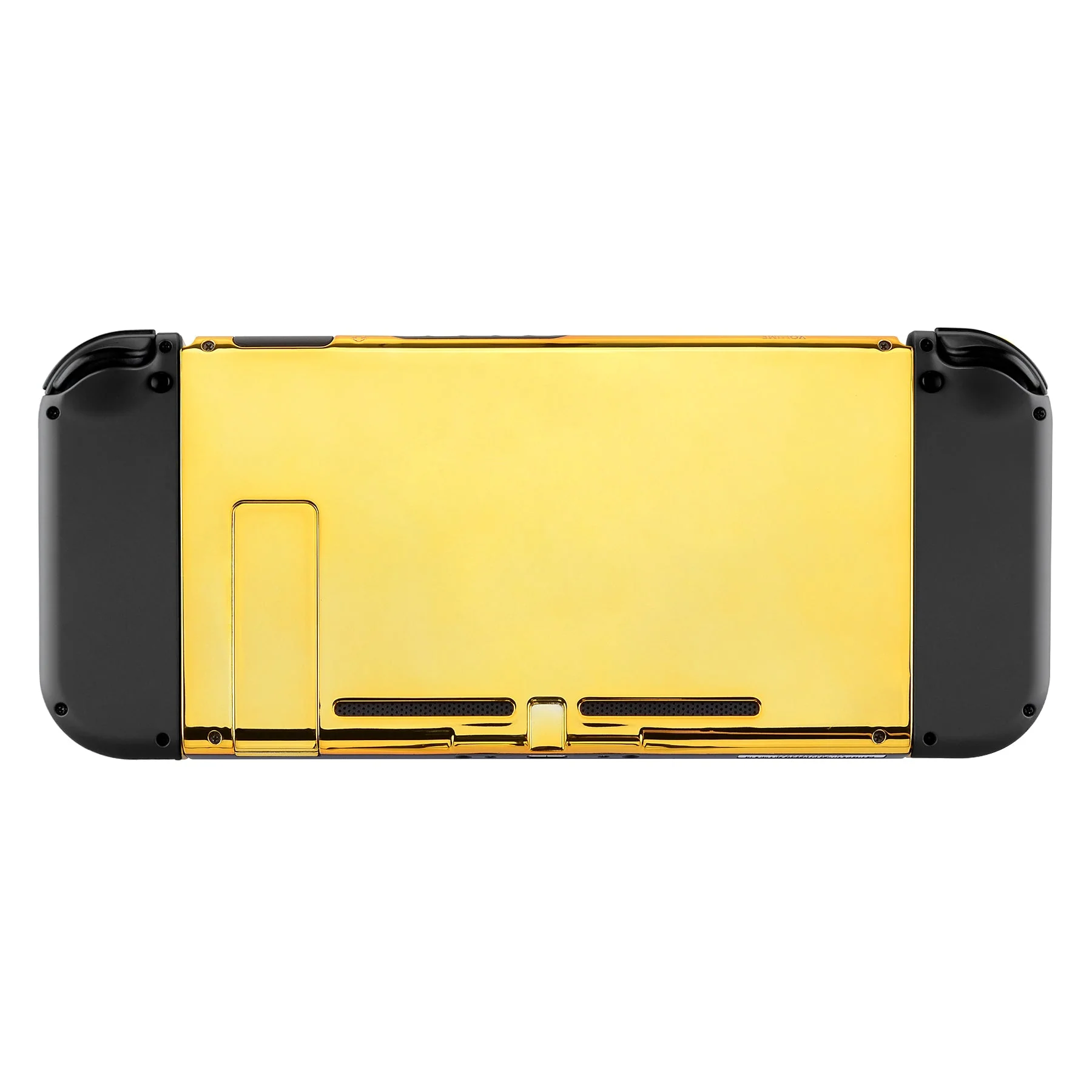 eXtremeRate Replacement Back Plate with Kickstand for Nintendo Switch Console - Chrome Gold - Image 2
