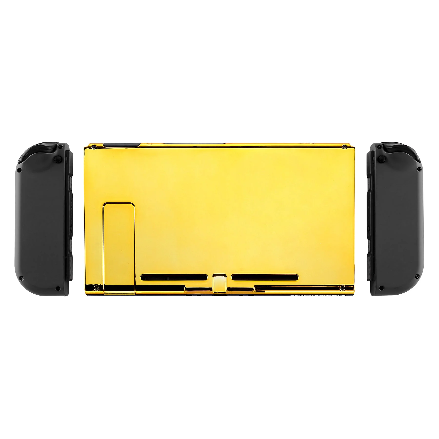 eXtremeRate Replacement Back Plate with Kickstand for Nintendo Switch Console - Chrome Gold - Image 3