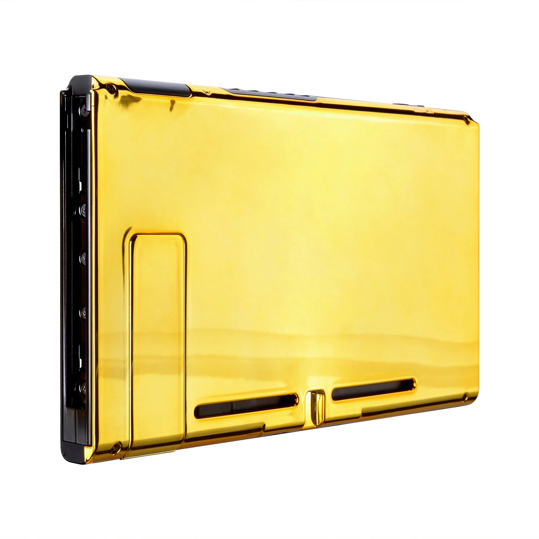 eXtremeRate Replacement Back Plate with Kickstand for Nintendo Switch Console - Chrome Gold - Image 4